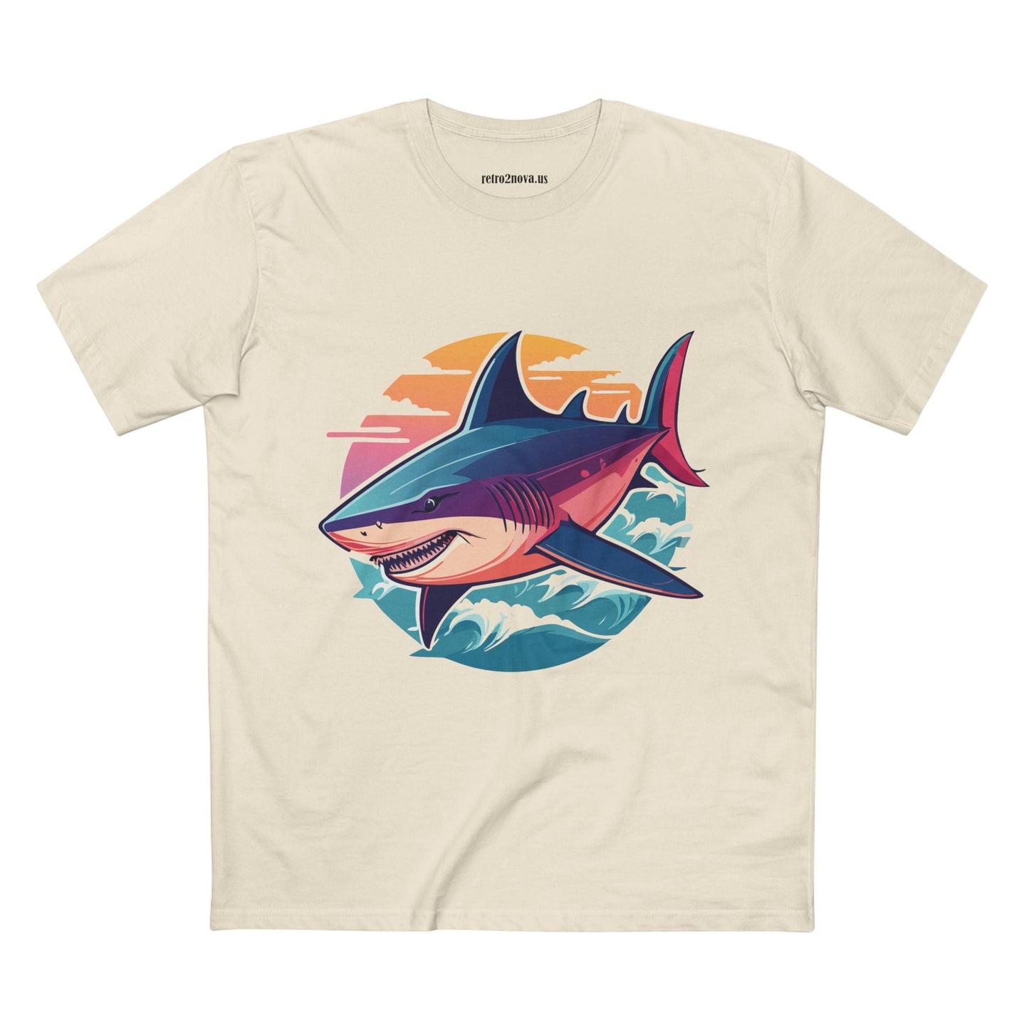 Shark Animal Shirt Unisex Premium Cotton Tee With Original Art Design From Retro2Nova Art Collection Breathable Everyday