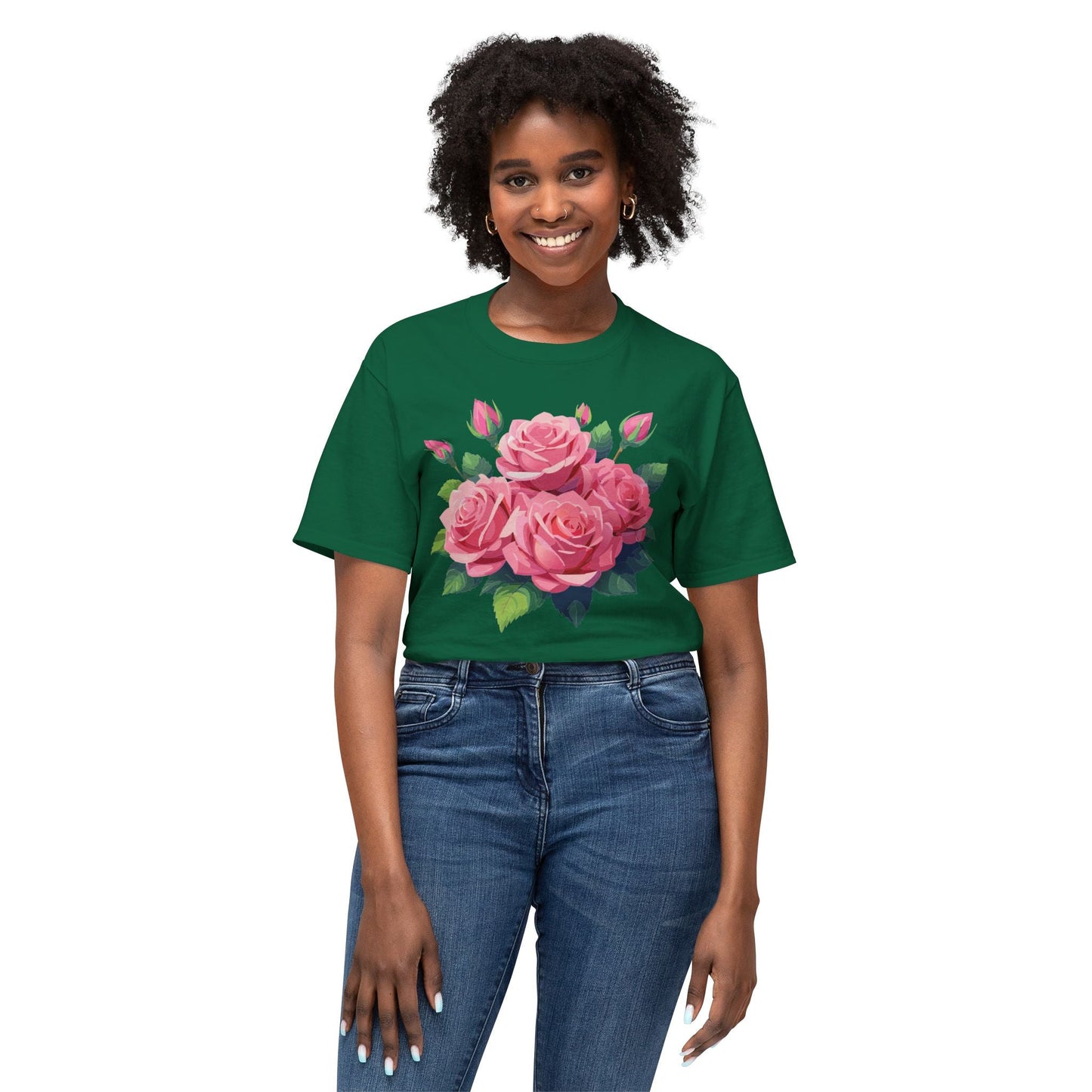 Unisex Floral T Shirt With Vintage Flowers Art Print Cotton Tee USA Made Premium Comfort