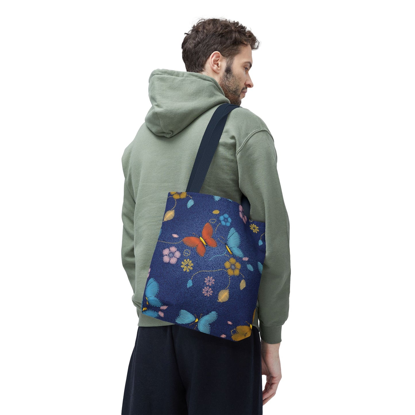 Denim Fabric Imitation Print Unisex Canvas Bag Poly Spun 3 Sizes Tote Bag 167