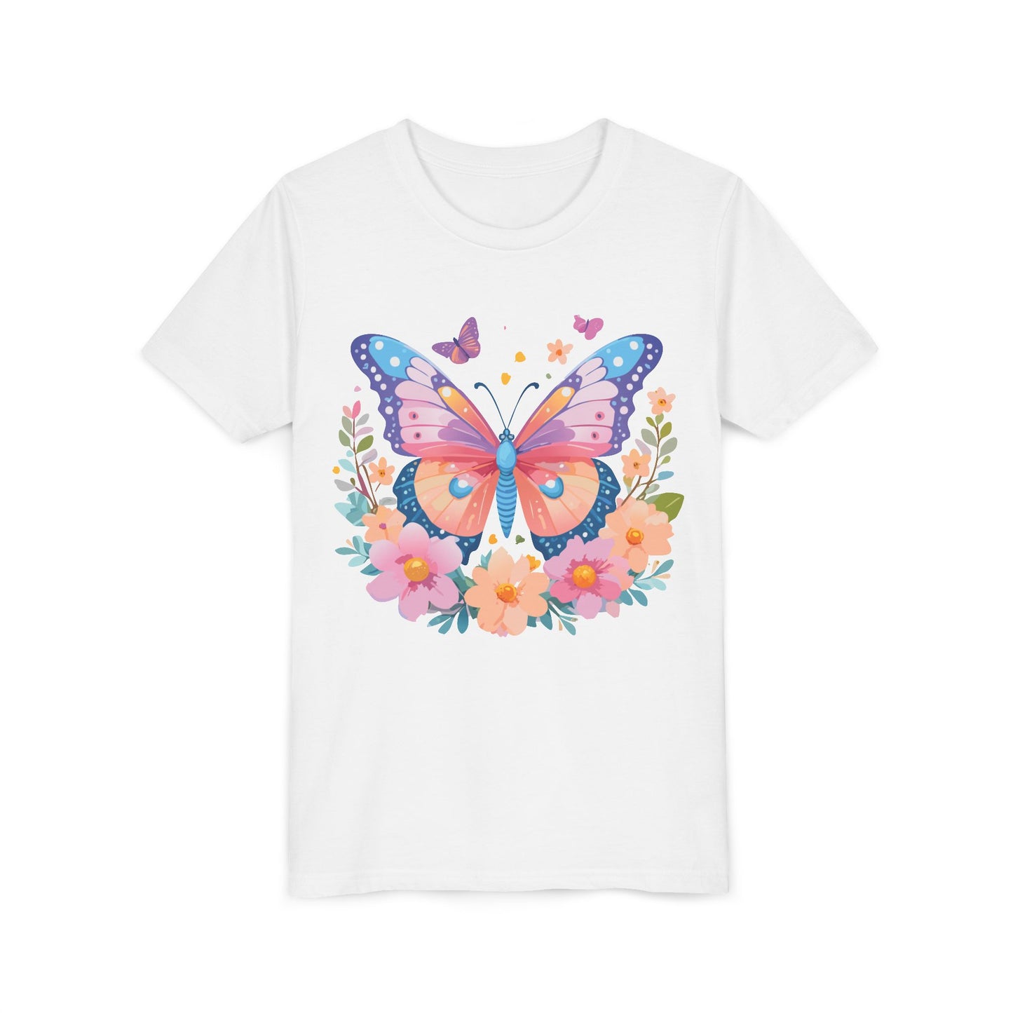 Butterfly Blossom Youth Tee - Colorful Short Sleeve T-Shirt for Spring Celebrations (9-14)