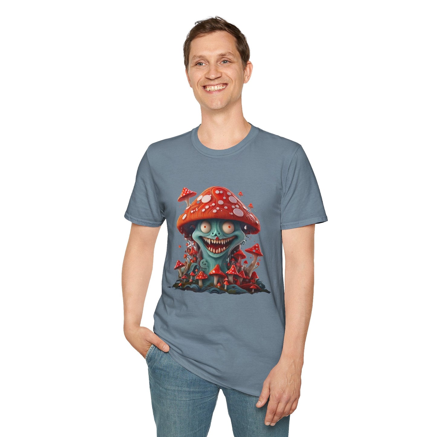 Funny Mashroom Graphic Unisex Softstyle Cotton With Cartoon Illustration Design 2