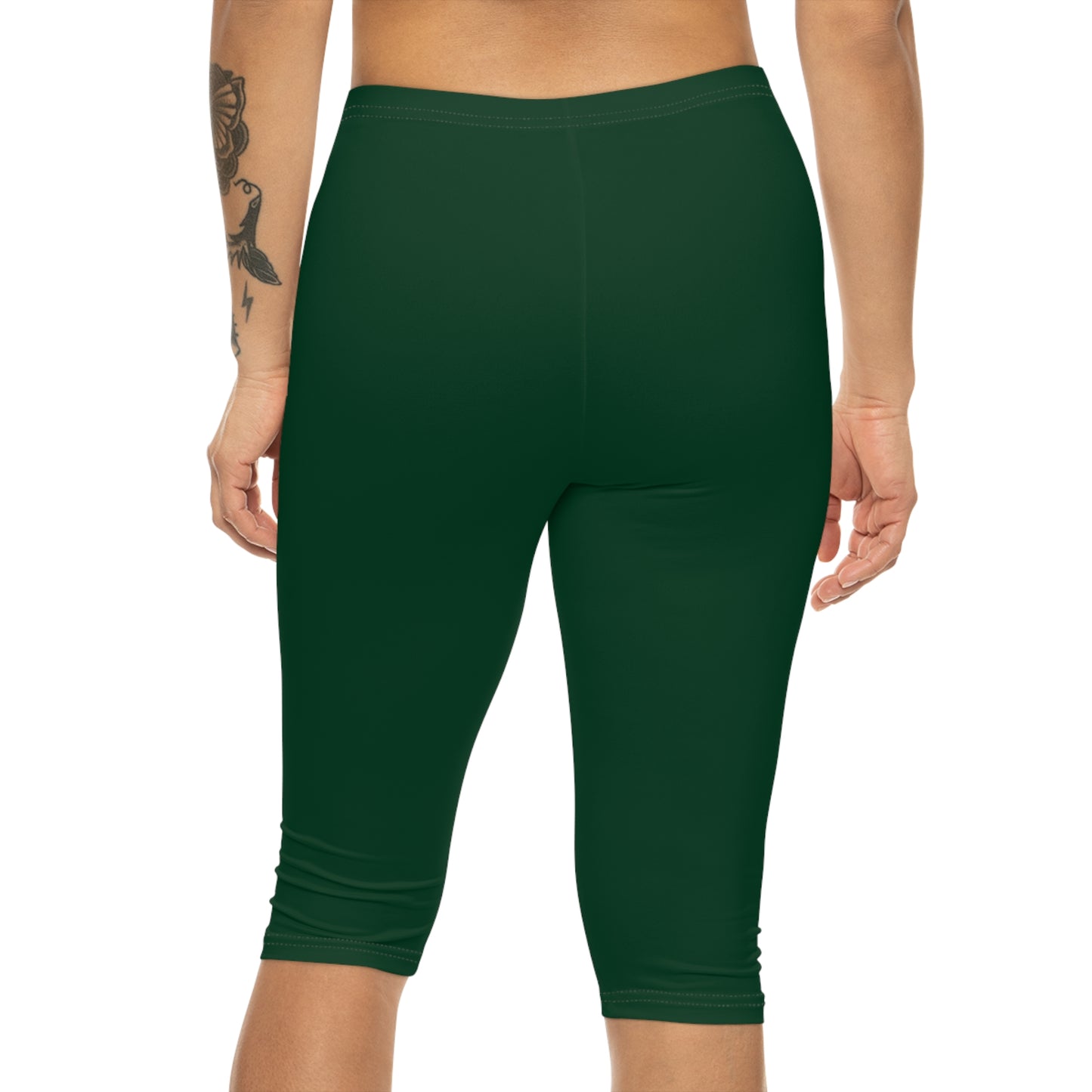 Deep Forest Color Women's Brushed Suede Poly Span Casual Capri Leggings XS-2XL