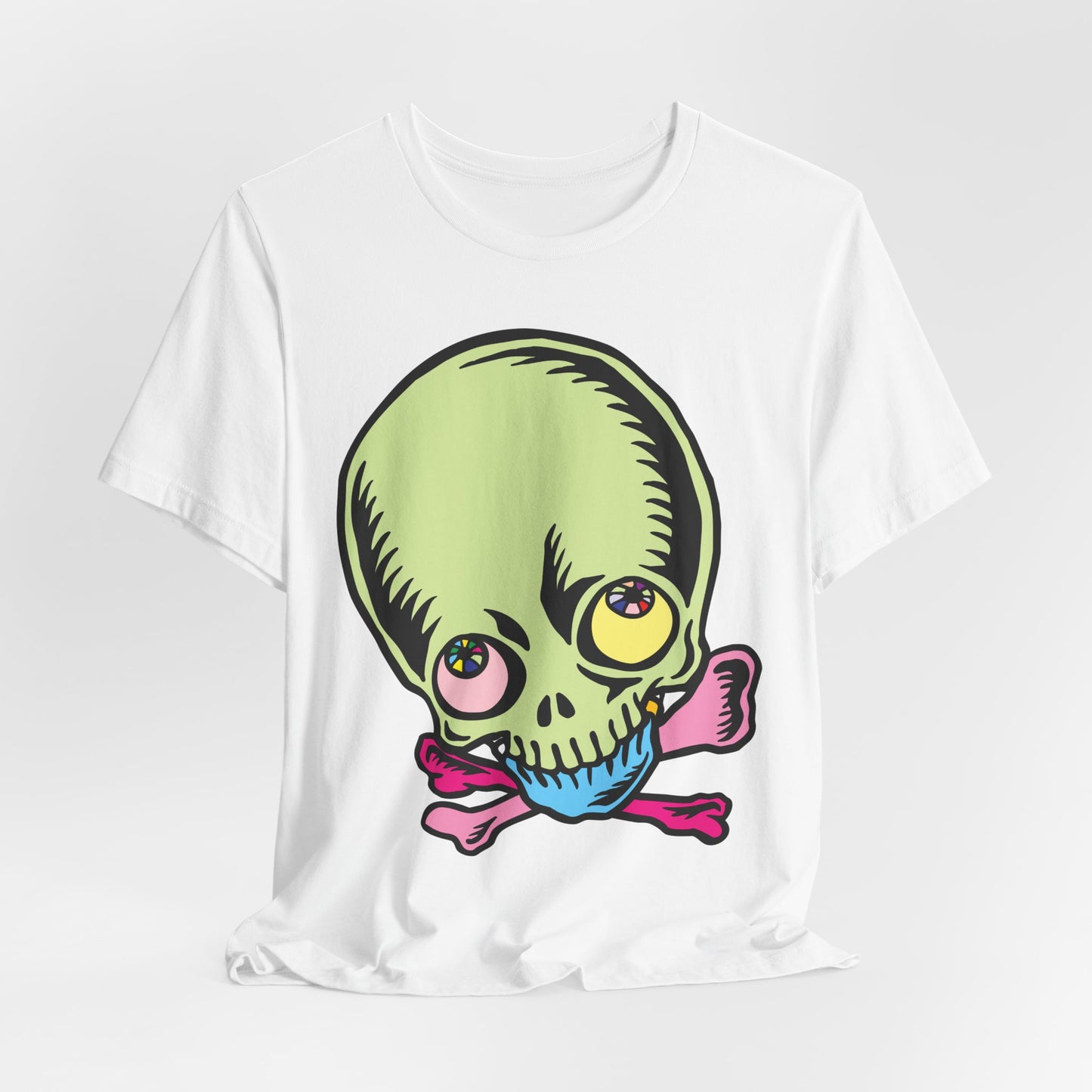 Lt Green Skull Graphic Design Tee, Skull Shirt, Vintage Tees, Art Design T-Shirt, Vintage Graphic Tee, Art Shirts with Skulls