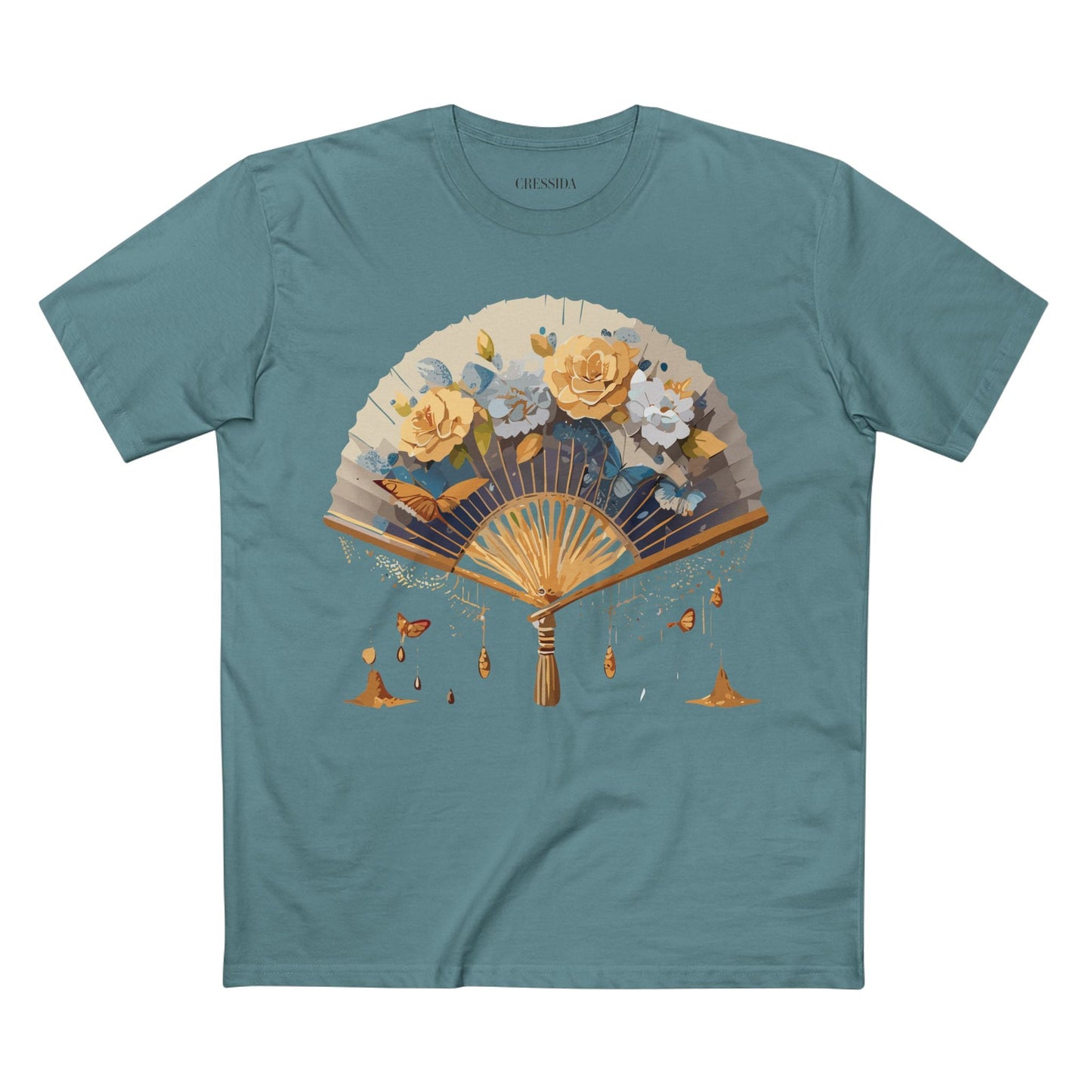 Antique Fan Graphic Design T-Shirt Unisex 100 Cotton Floral Carnival Artwork Tee 2