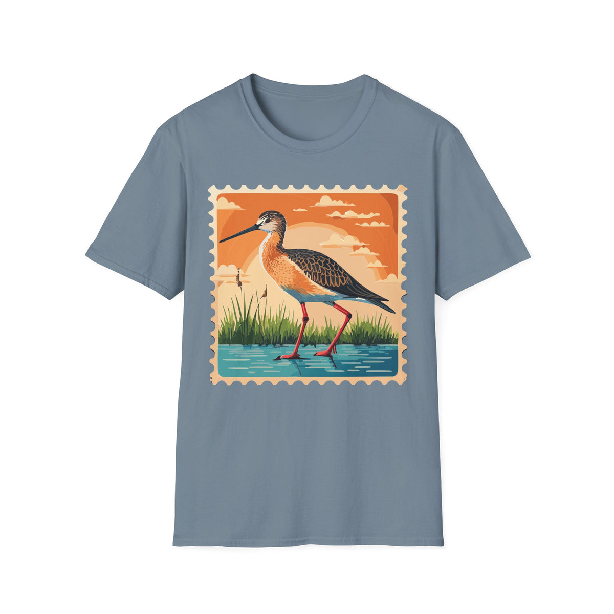 Marsh Bird Illustration T-Shirt | Retro Shorebird Graphic Tee Unisex 100 Cotton Gildan T-Shirt