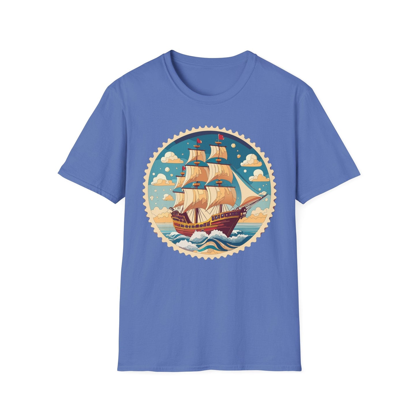 Frigate Ship T Shirt Unisex Short Sleeve 100 Percent Ring Spun Cotton Soft Tee Gildan 64000