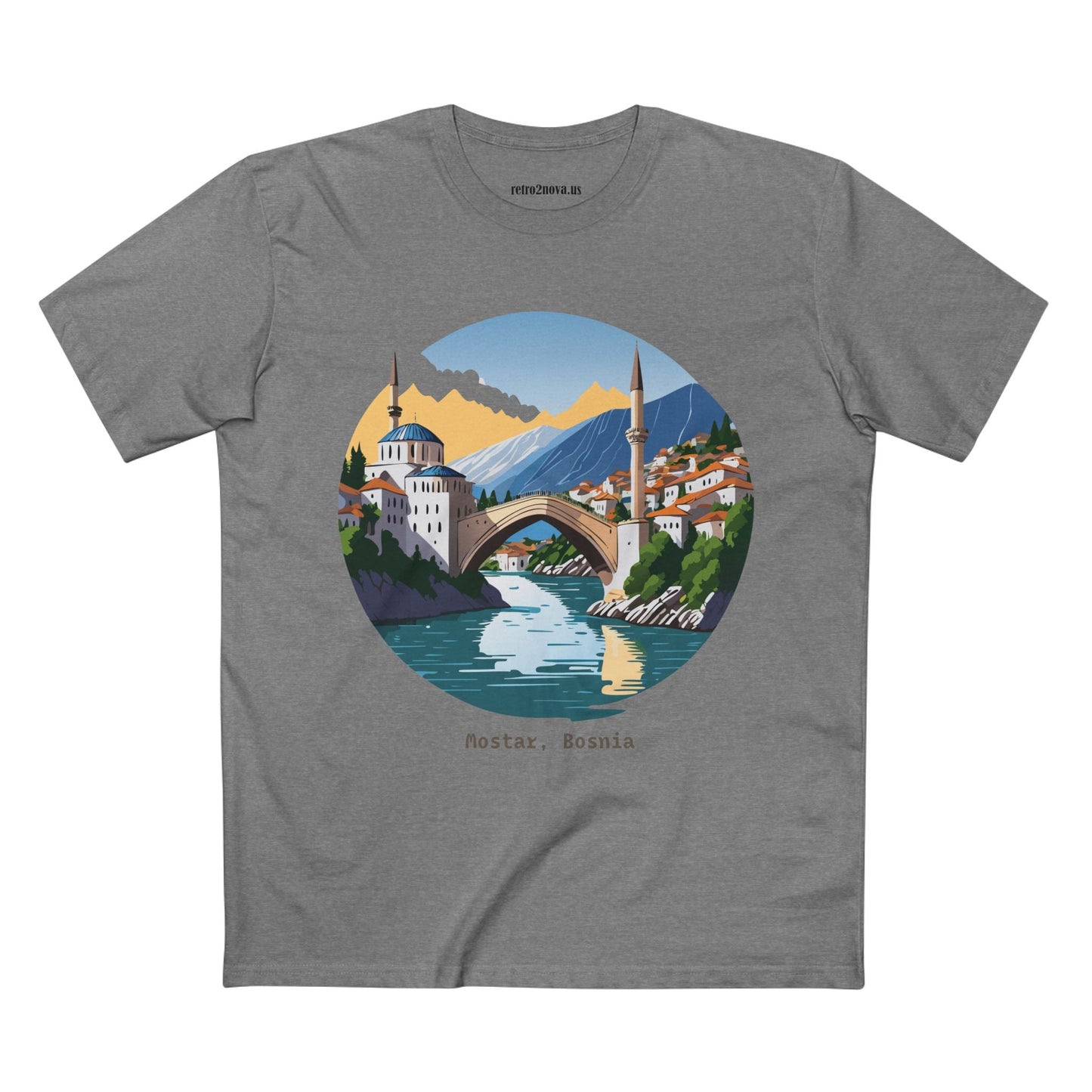 Bosnia Travel Shirt Unisex Premium Cotton Tee With Original Art Design Retro2Nova TT 48