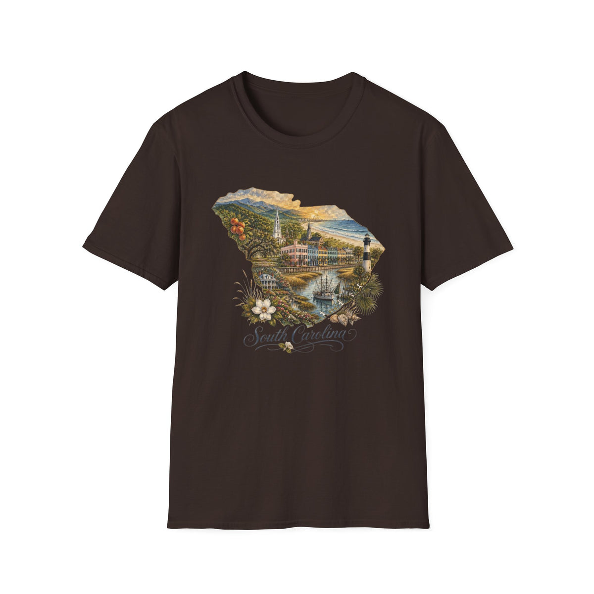 South Carolina State Travel Tourist Graphic Design Unisex 100 Cotton Gildan T-Shirt