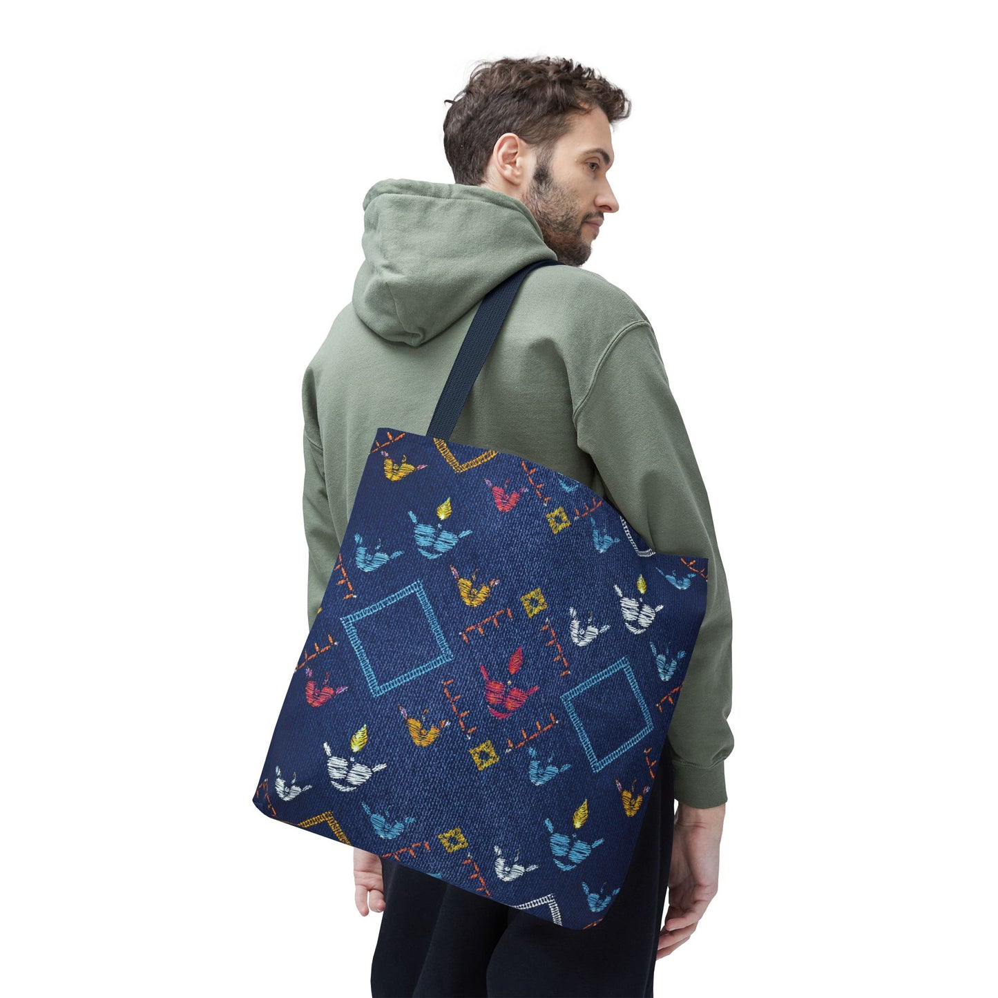 Diwali Graphic Denim Fabric Imitation Print Unisex Canvas Bag Poly Spun 3 Sizes Tote Bag 205-13