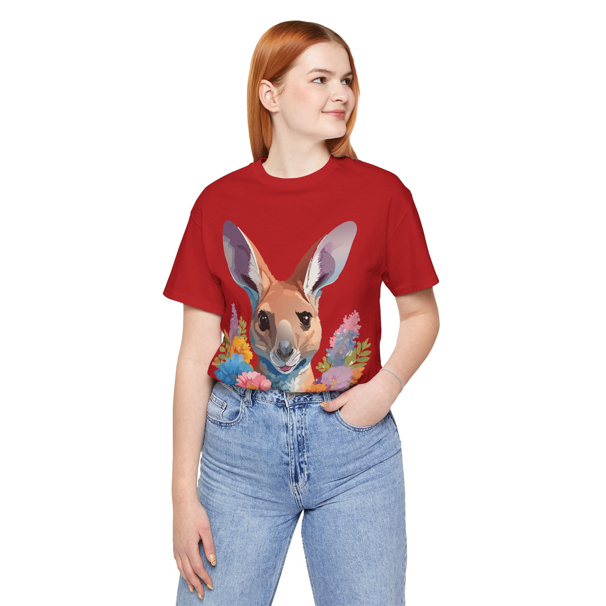 Kangaroo Graphic Unisex Cotton Bella+Canvas Tee with Art Animal Design e311
