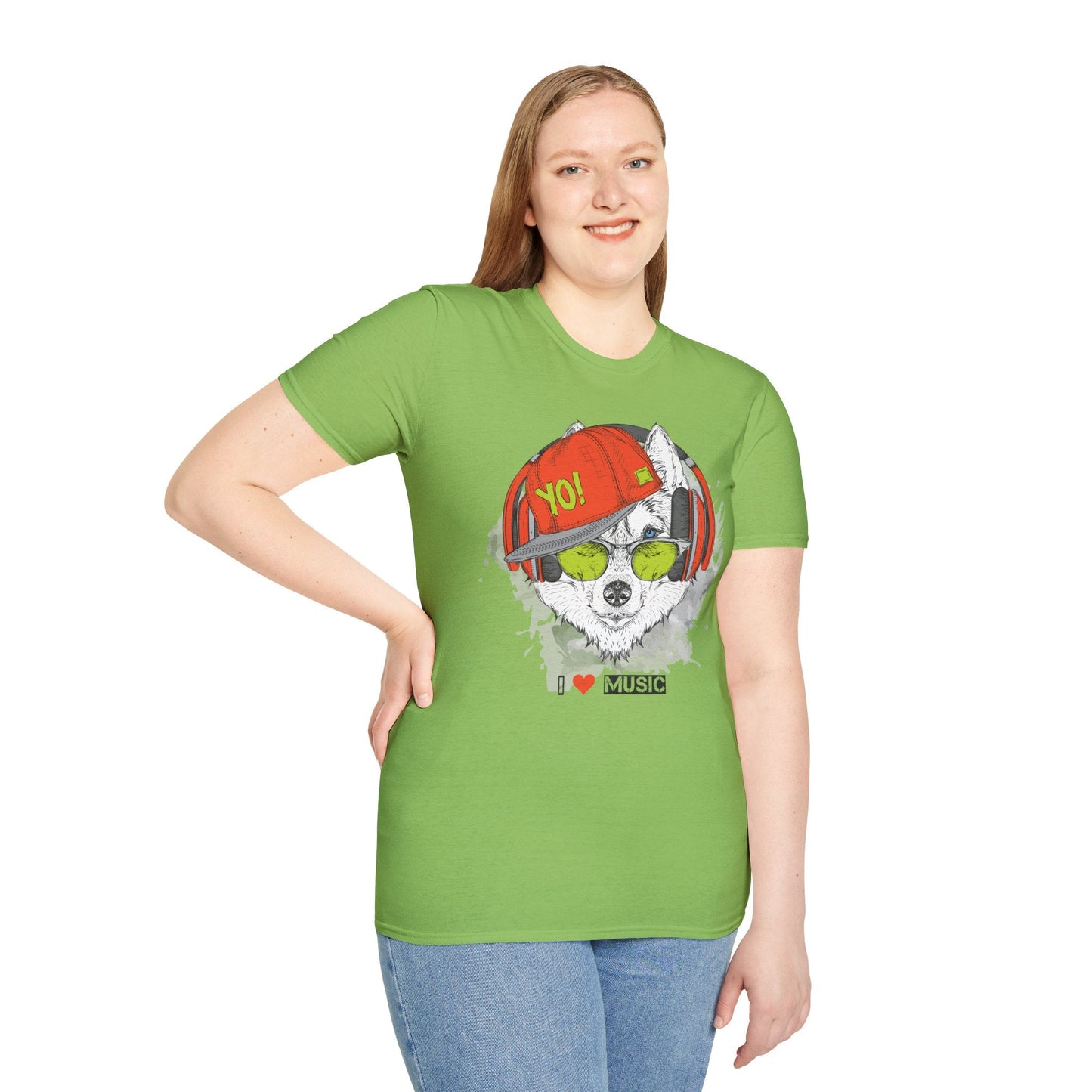 Unisex Music Animals Short Sleeve T Shirt With Headphones For Music Lovers Gildan 64000