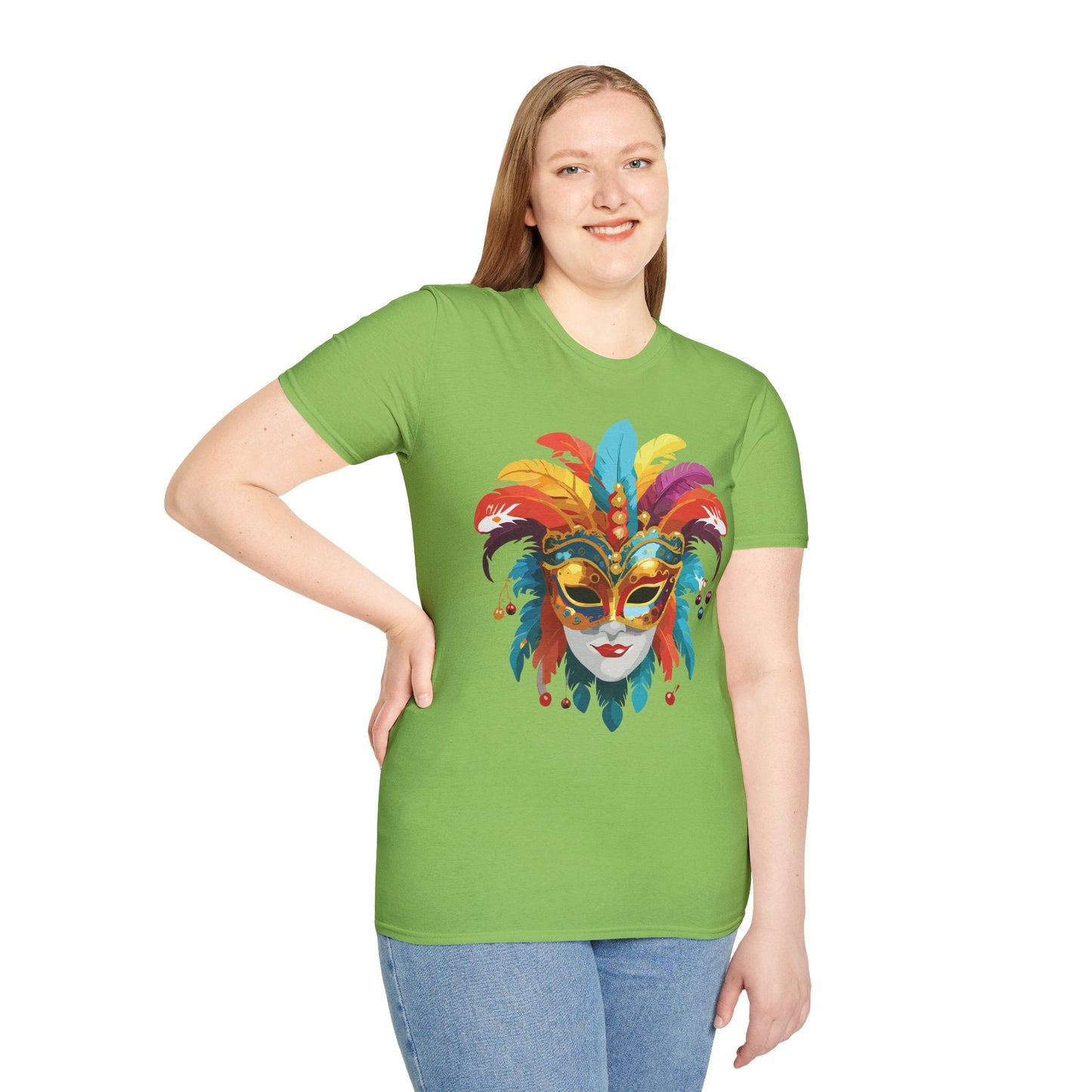 Mask Tee Shirt Unisex Masquerade Art Design Gildan Softstyle 64000 Short Sleeve Tee