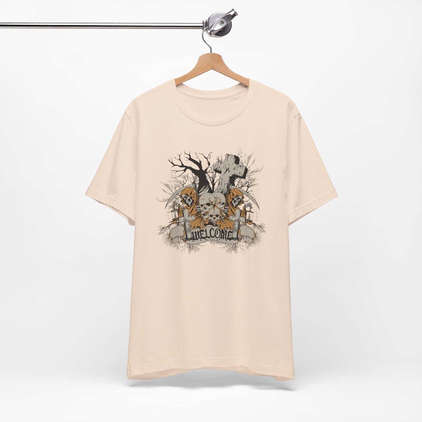 Skull Halloween Graphic Design Unisex Cotton T-Shirt Art-50