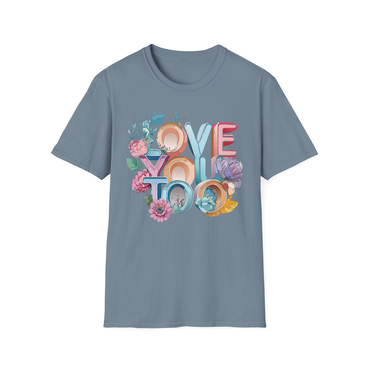 Love You Floral Typography T-Shirt | Pastel Retro Letters