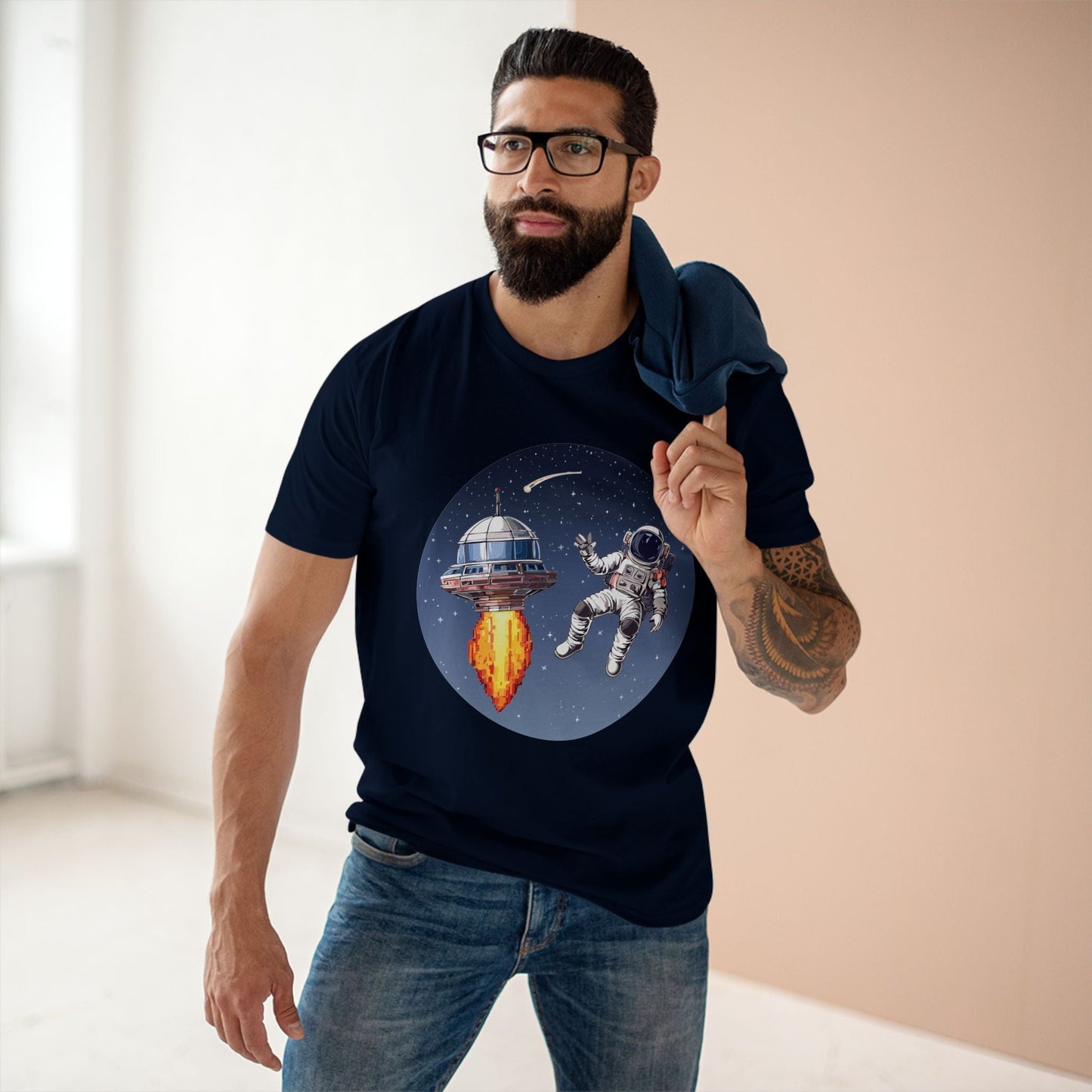 Cosmos Astronaut Shirt Unisex Premium Cotton Tee With Original Art Design Retro2Nova