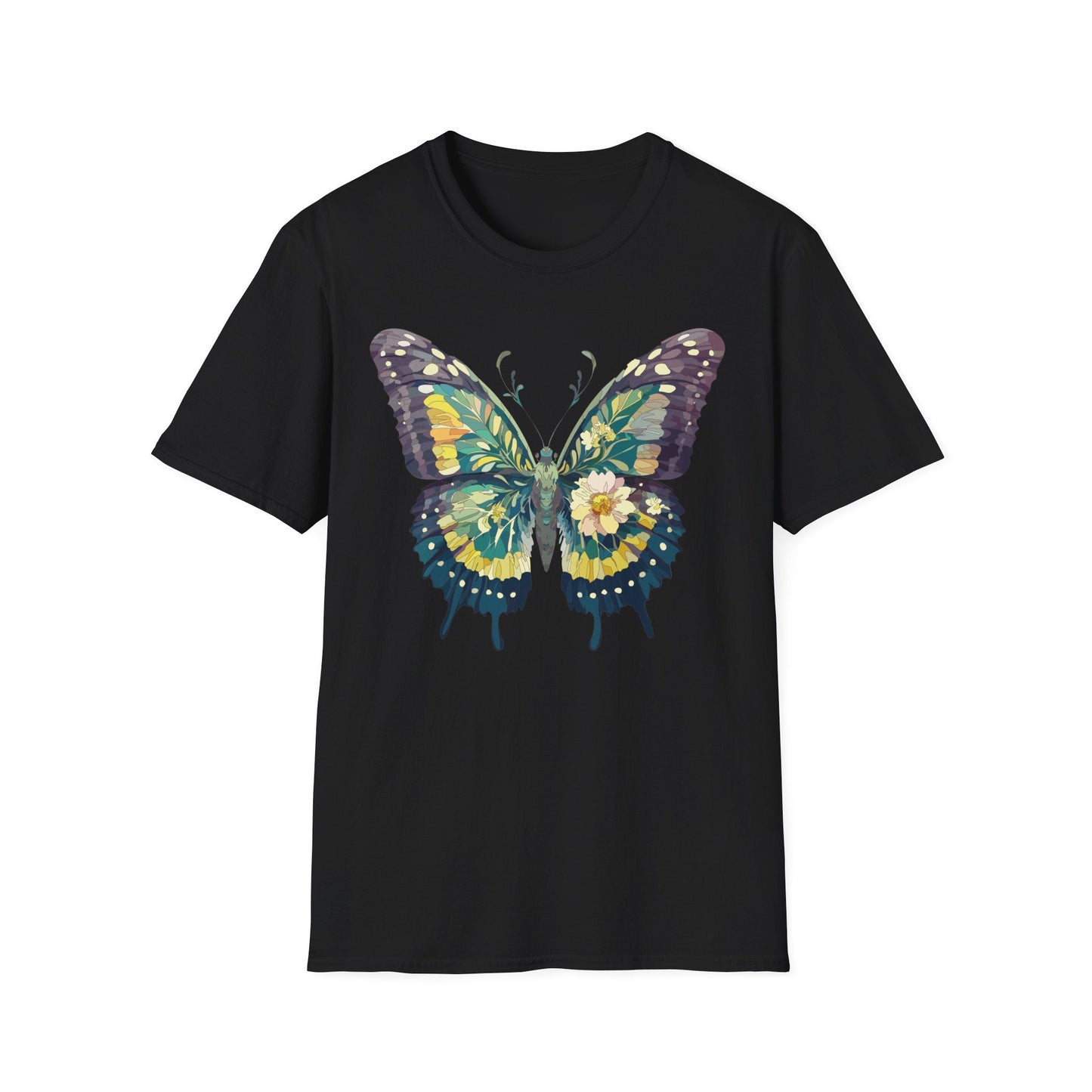 Butterfly Shirt Unisex Monarch Print T Shirt Gildan Softstyle 64000 Lightweight Tee