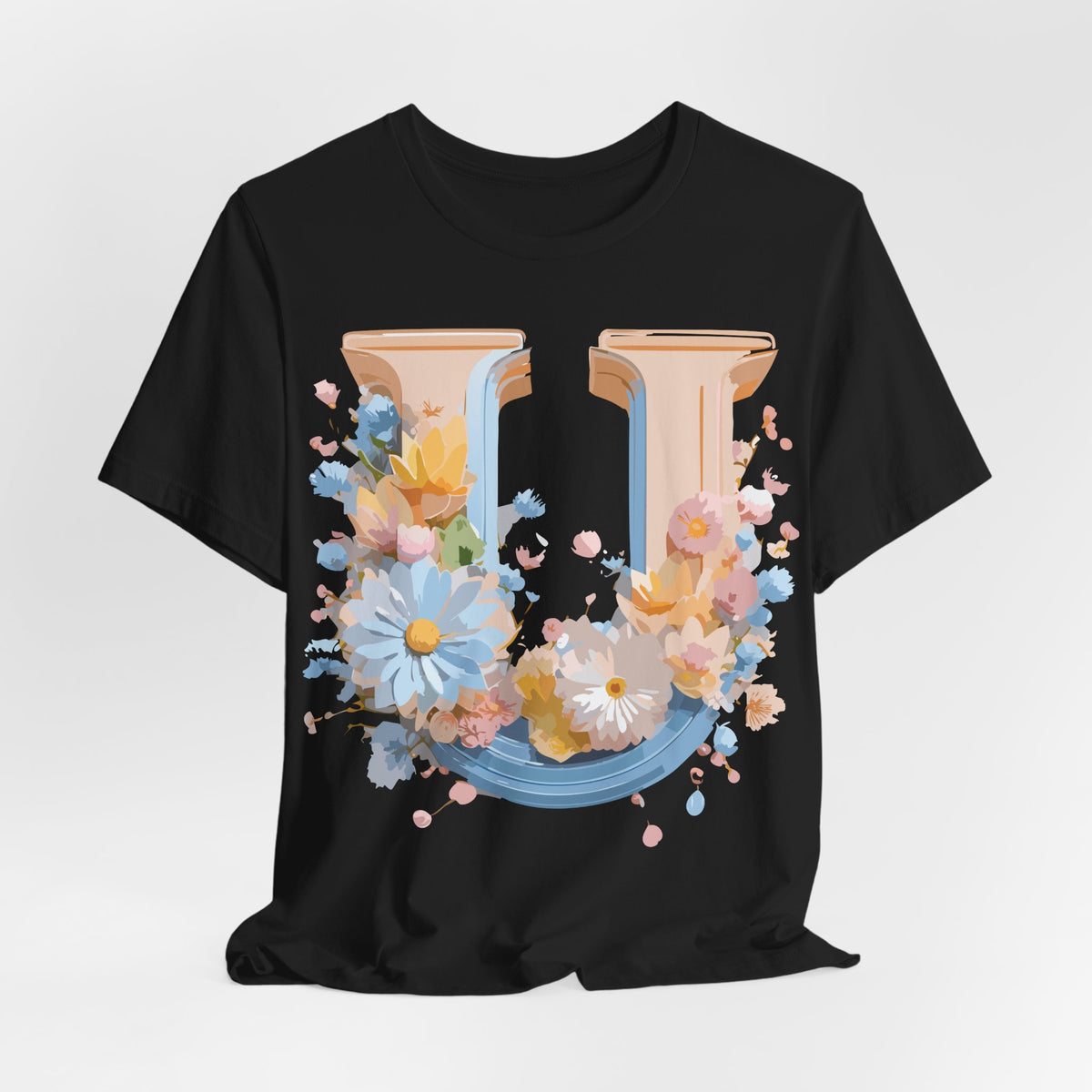 Letter U Graphic Unisex Cotton Bella+Canvas Tee with Art Letter Design