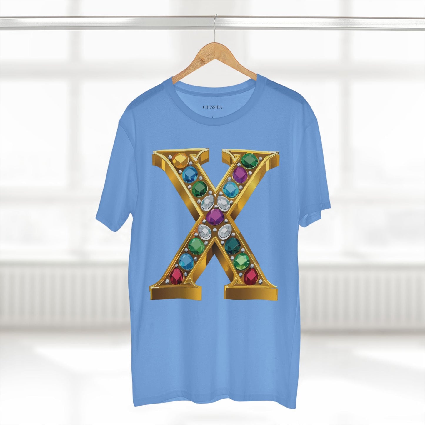 Letter X Graphic Design Tee Unisex 100 Cotton With Antique Gold Letters Artwork T-Shirt