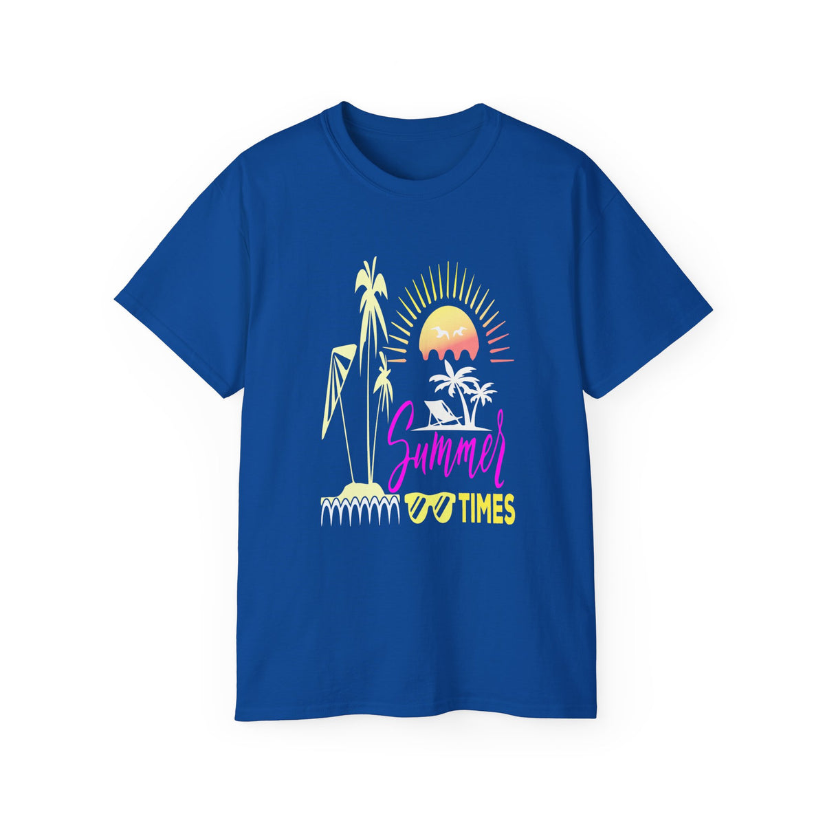 Summer Times tropical sunset Tee | palm trees, sunglasses, retro beach design