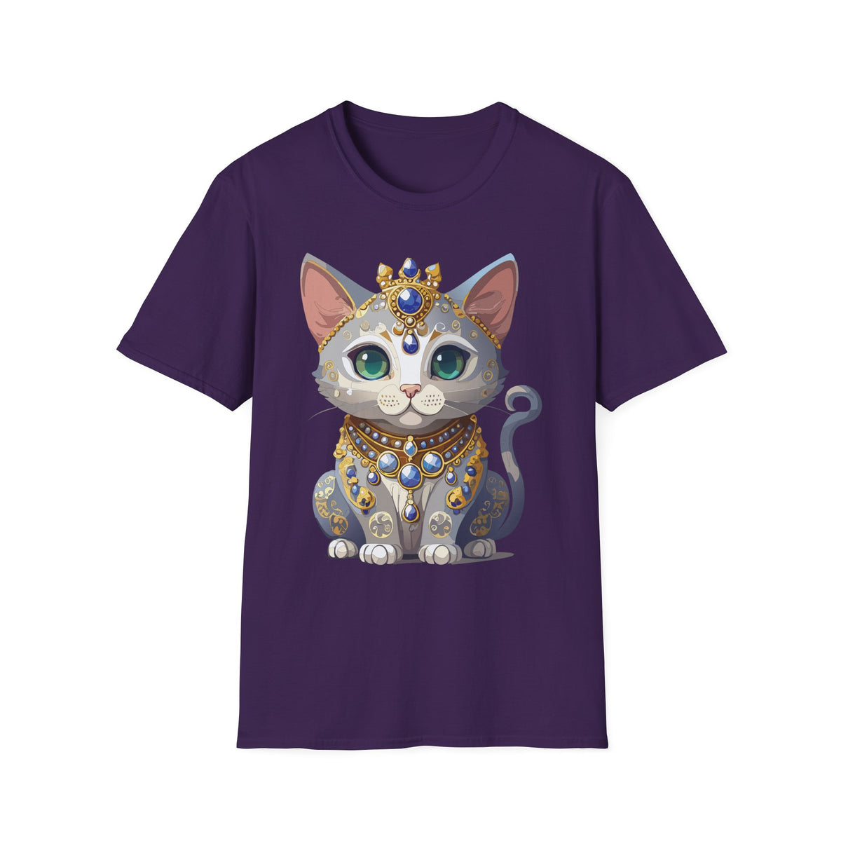 Jeweled Royal Cat T-Shirt | Gemstone Crown Kitty