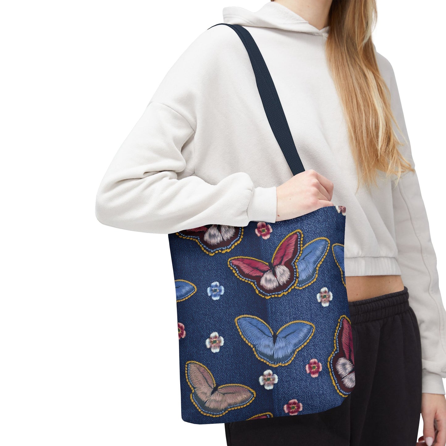Denim Fabric Imitation Print Unisex Canvas Bag Poly Spun 3 Sizes Tote Bag 180