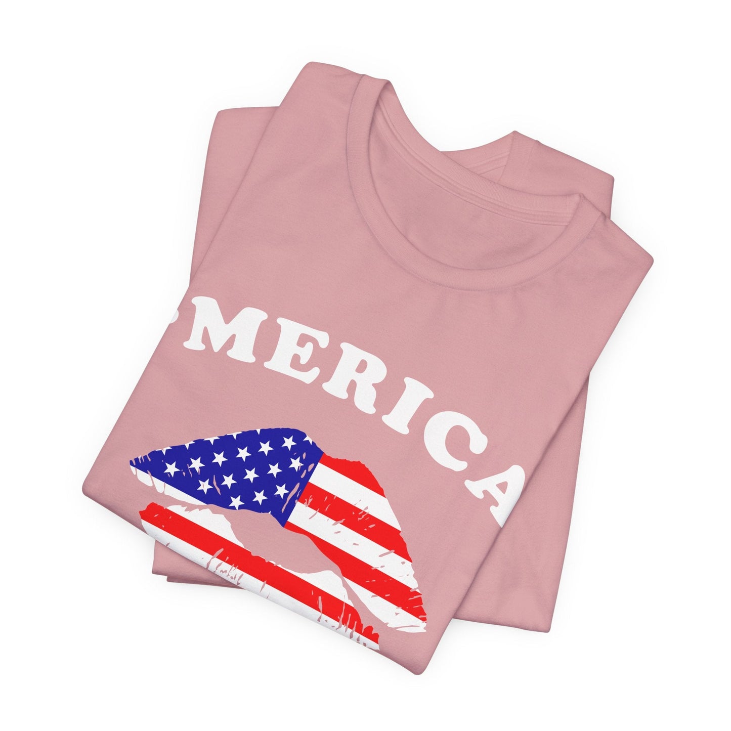 American Flag Lip Graphic Unisex Cotton T-Shirt a9