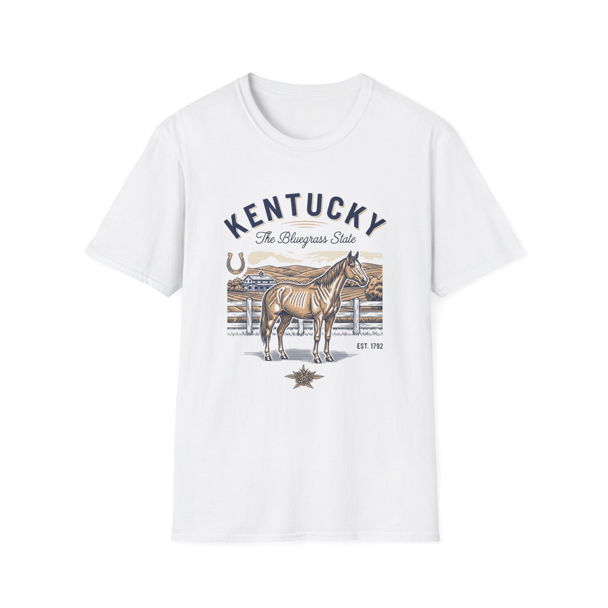 Kentucky Horse Ranch T‑Shirt — The Bluegrass State Travel Tourist Graphic Design Unisex 100 Cotton Gildan T-Shirt