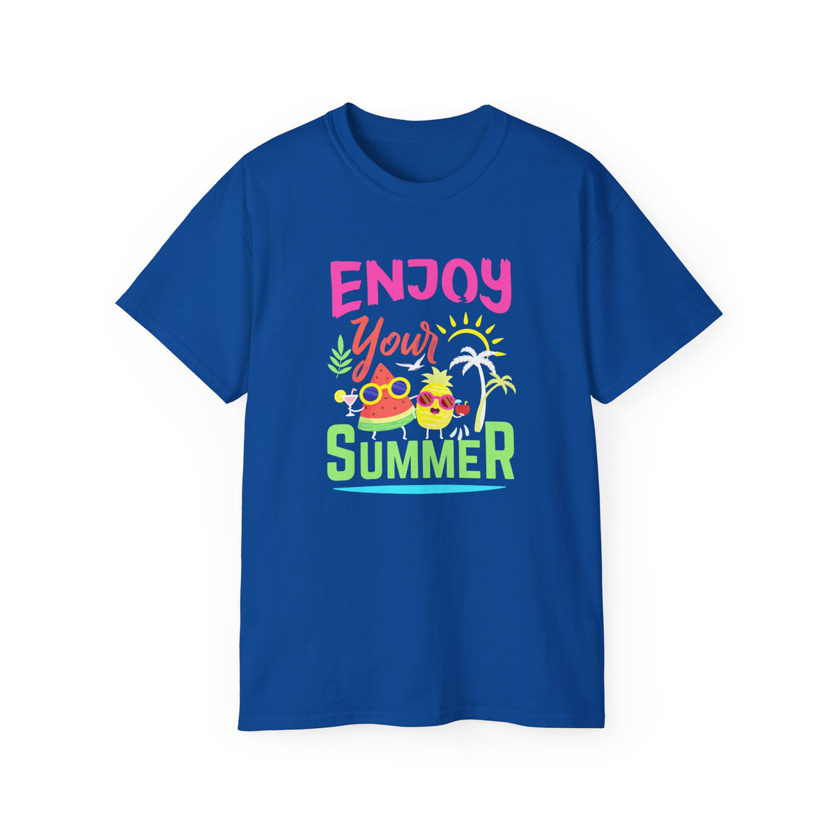 Enjoy Your Summer Tee | Tropical Pineapple Palm Tree Beach Shirt