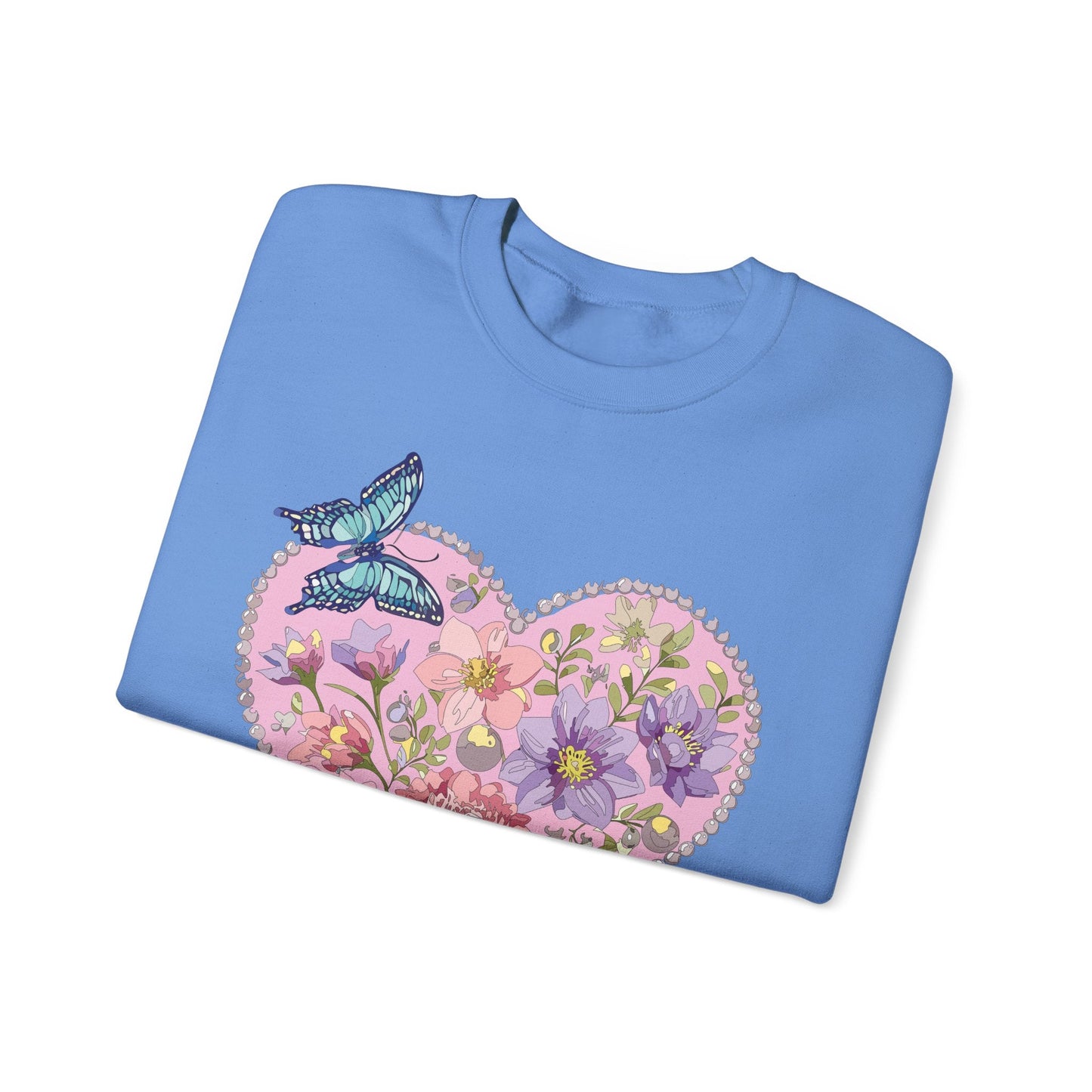 Floral Heart Sweatshirt Valentines Day Unisex Crewneck Cozy Comfort For Cold Weather