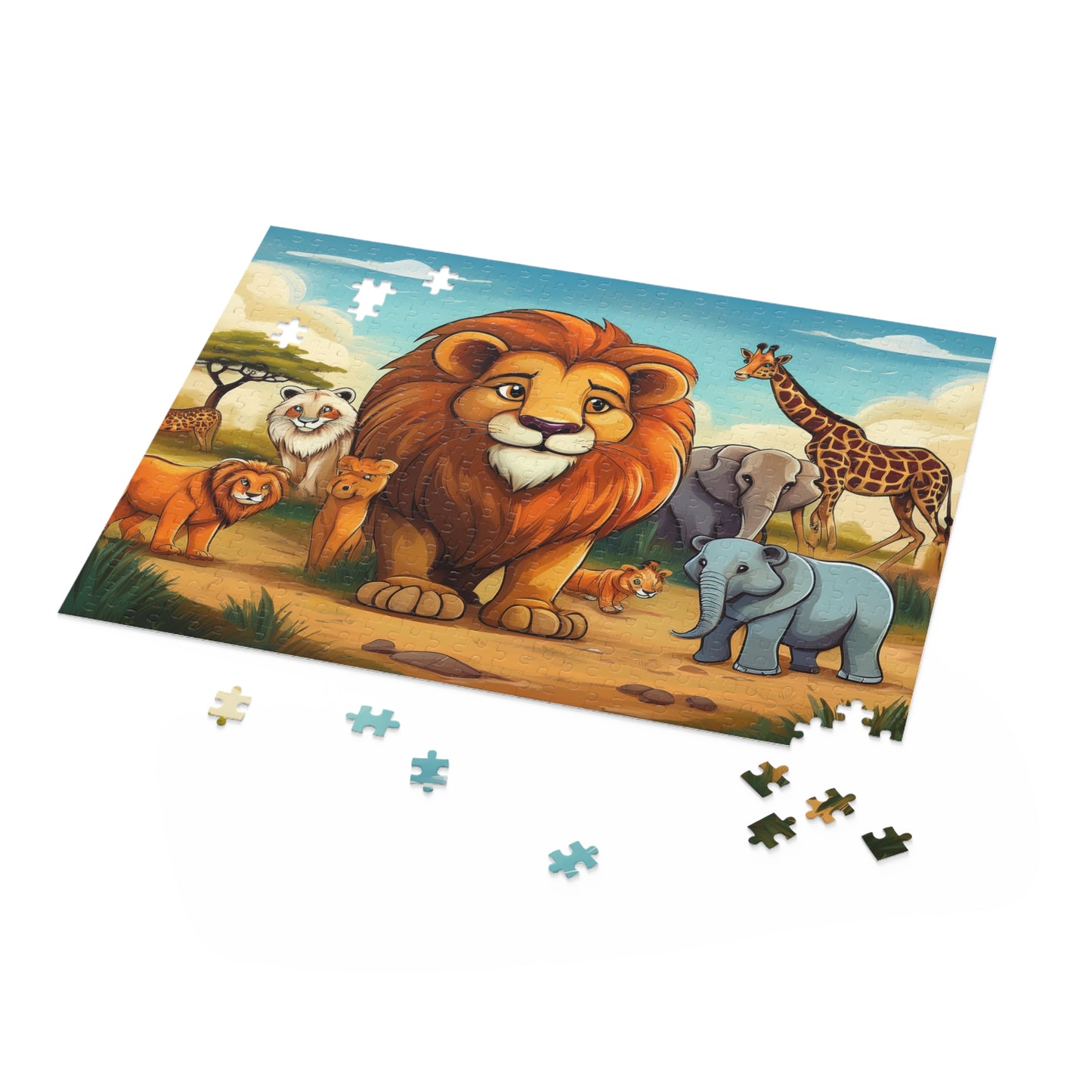 Animals on Safari Puzzle 500-Chipboard Pieces in Box | Kids Puzzles Size: 16" x 20",  Ages 9+ and Family pn44