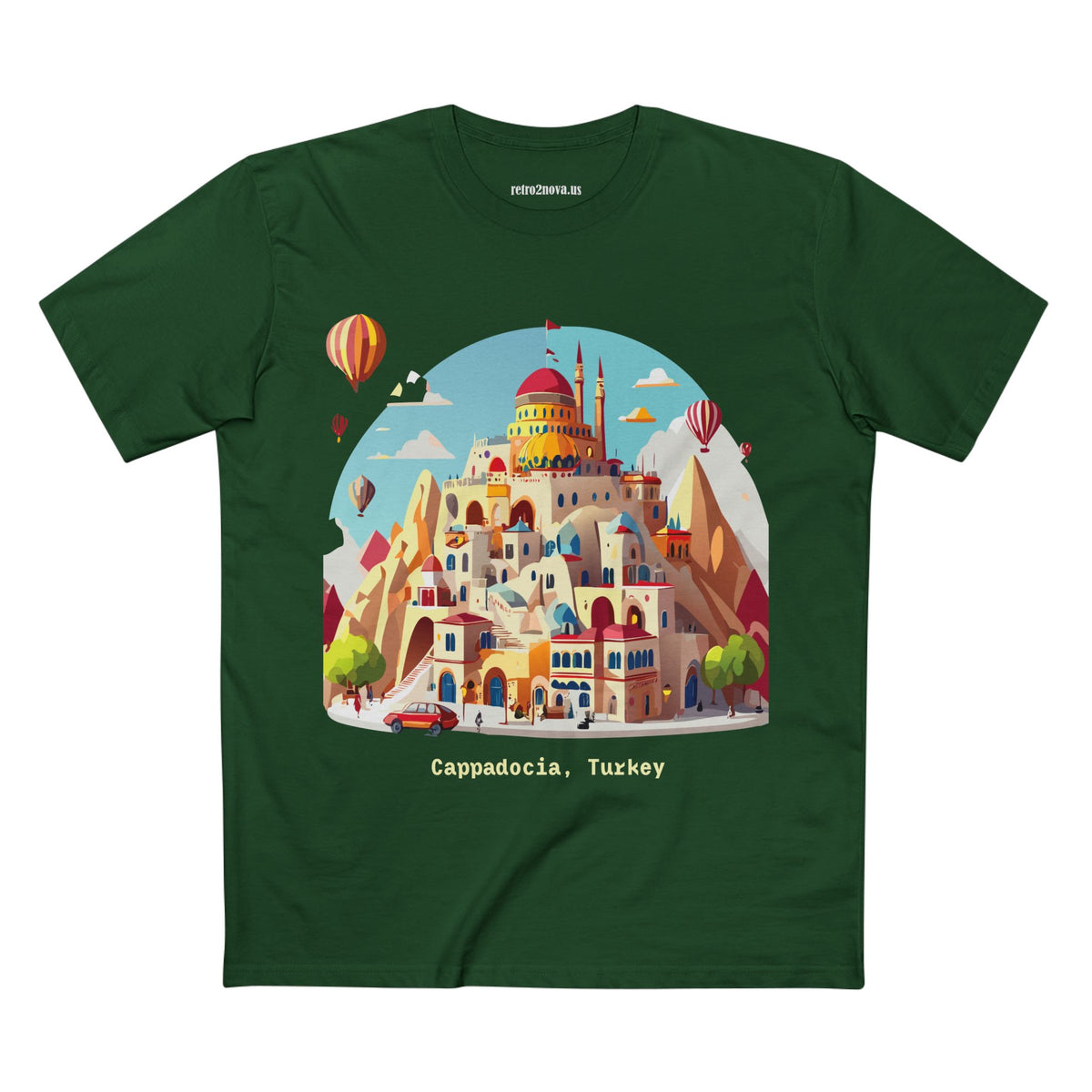 Cappadocia Cartoon Landscape T-Shirt | Turkey Hot Air Balloons