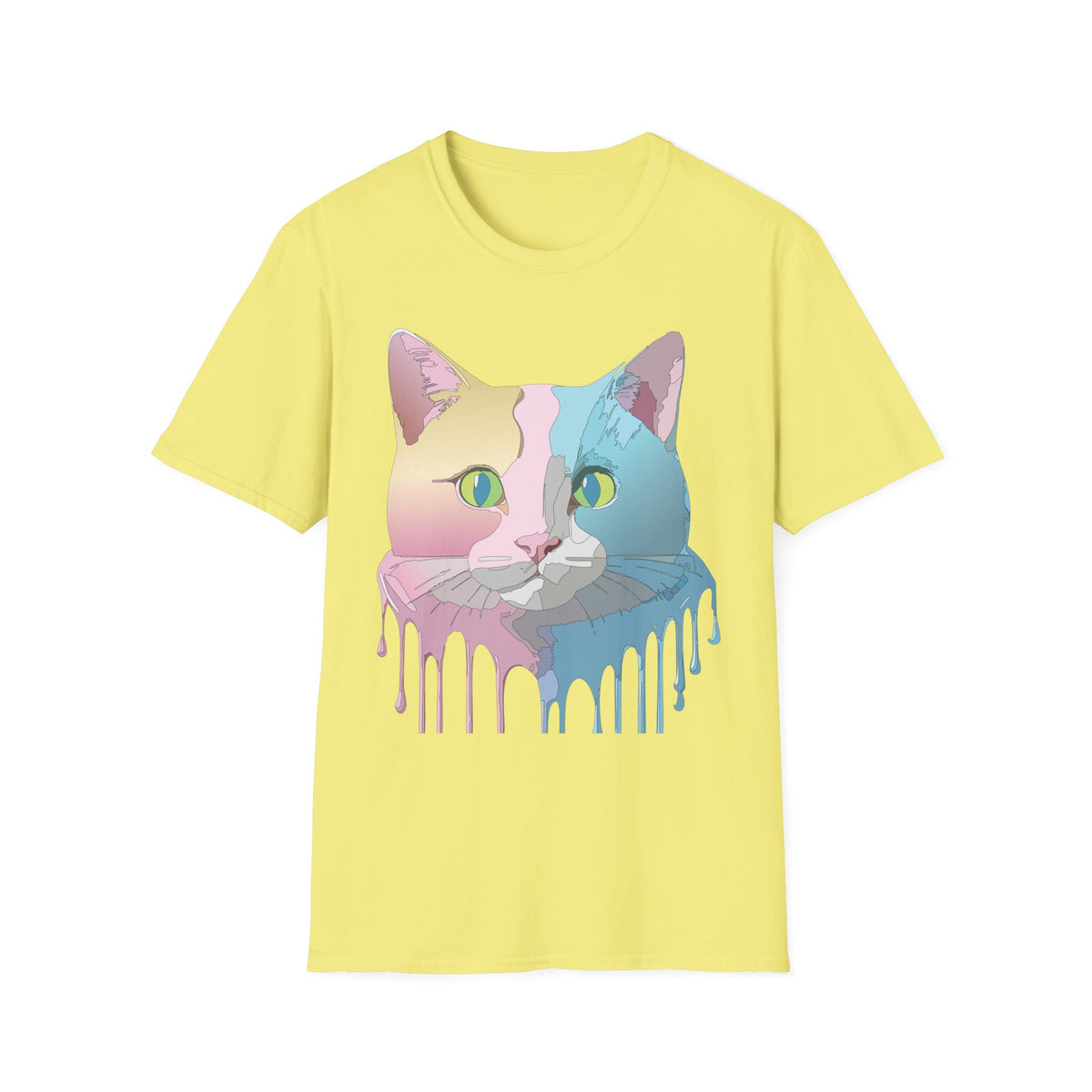 Pastel Pop Art Cat T-Shirt | Colorblock Kitty Face