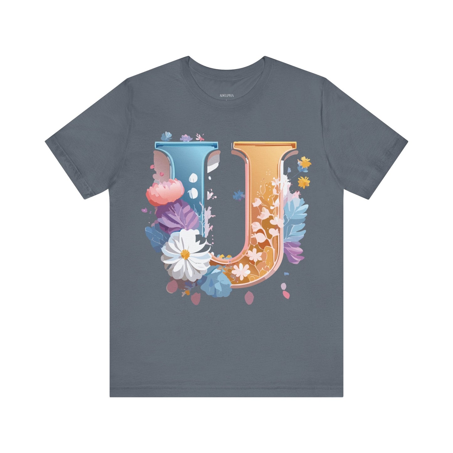 Letter U Graphic Tee Unisex Jersey Short Sleeve Premium Adelpha Art Design Shirt