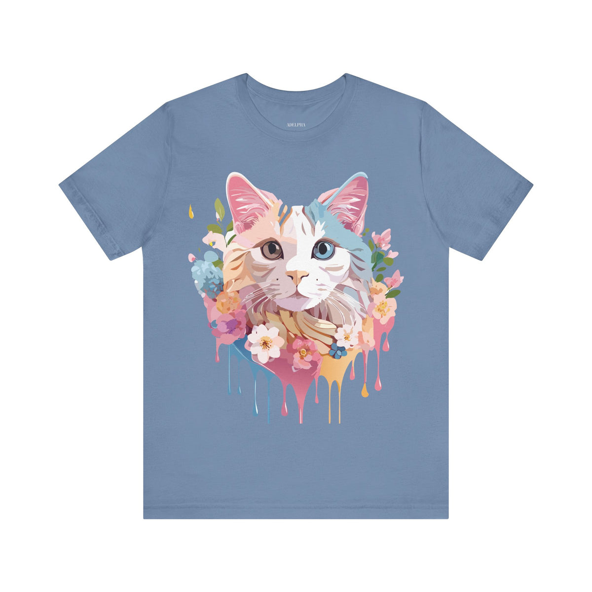 Cat Graphic Unisex Cotton Bella+Canvas Tee with Art Animal Design e111