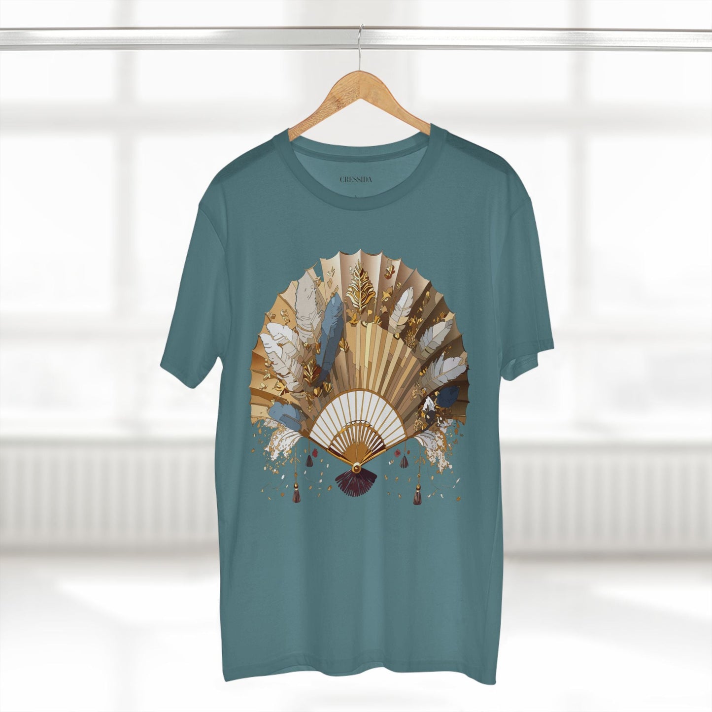 Antique Fan Graphic Design T-Shirt Unisex 100 Cotton Floral Carnival Artwork Tee 8