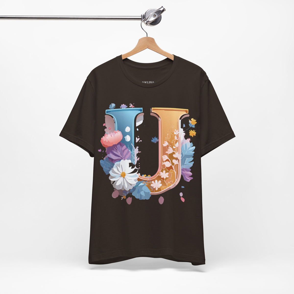 Letter U Graphic Unisex Cotton Bella+Canvas Tee with Art Letter Design