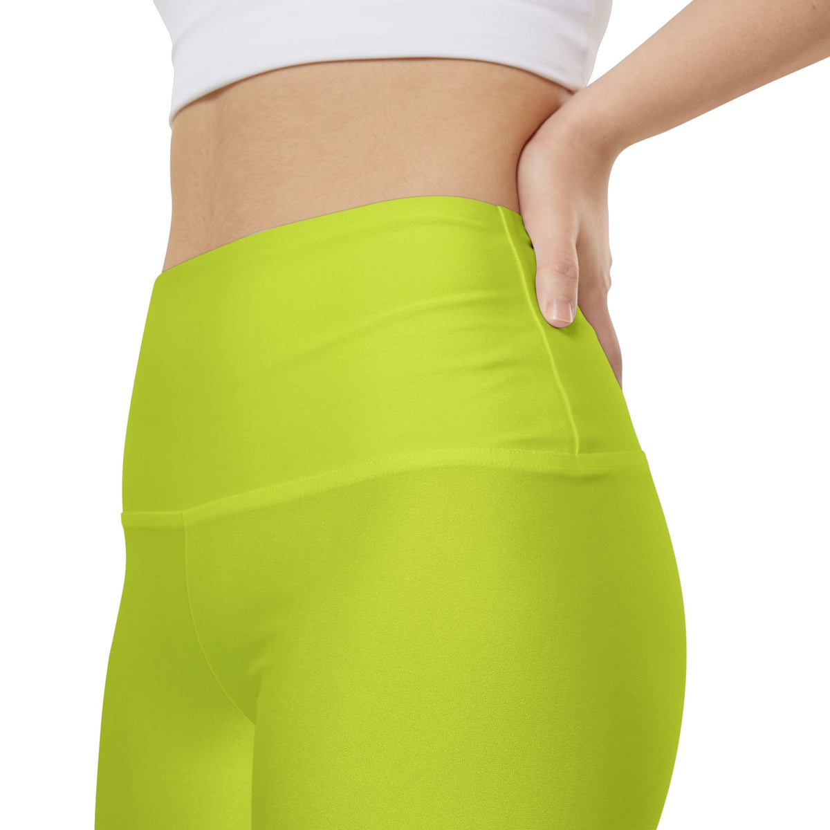 Bright Lime High-Waist Women's Workout Shorts — Neon Lime Biker Activewear