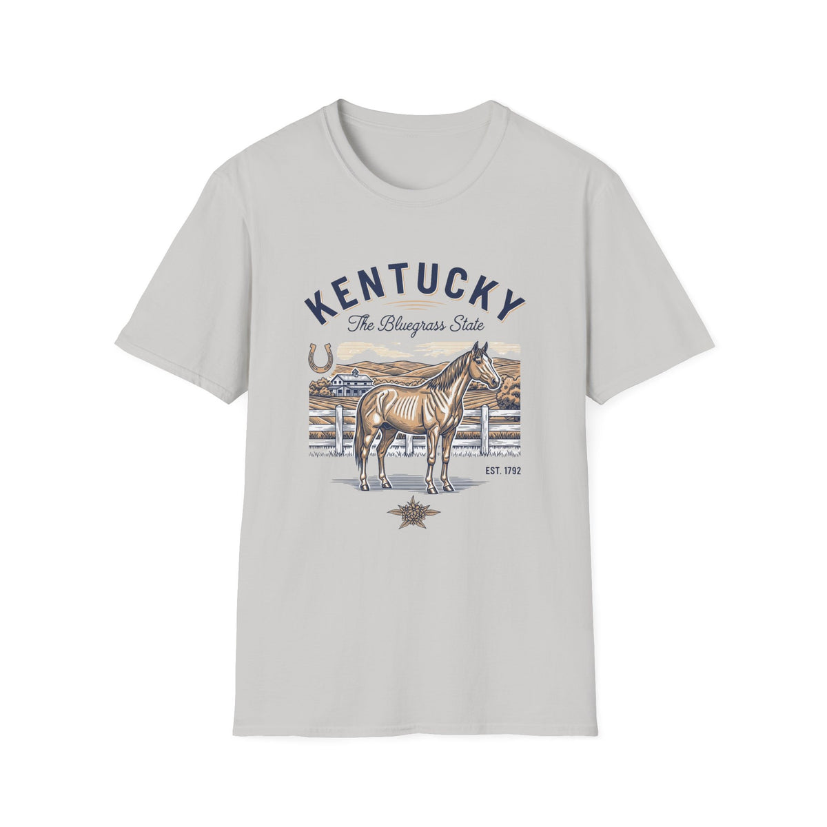 Kentucky Horse Ranch T‑Shirt — The Bluegrass State Travel Tourist Graphic Design Unisex 100 Cotton Gildan T-Shirt