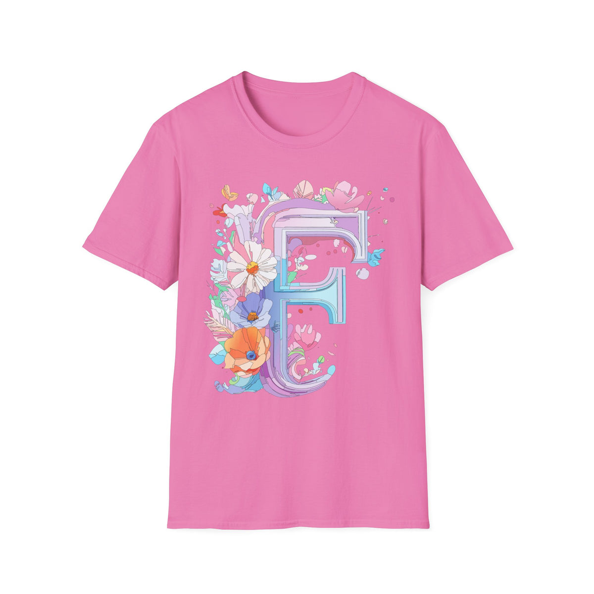 Floral Letter F T-Shirt | Watercolor Monogram Tee