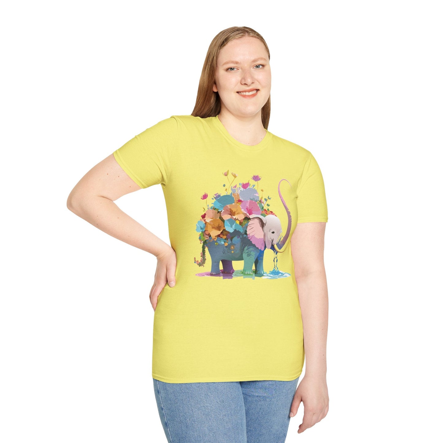 Elephant T Shirt Unisex Softstyle Cotton Tee With Animated Elephant Design Premium Comfort