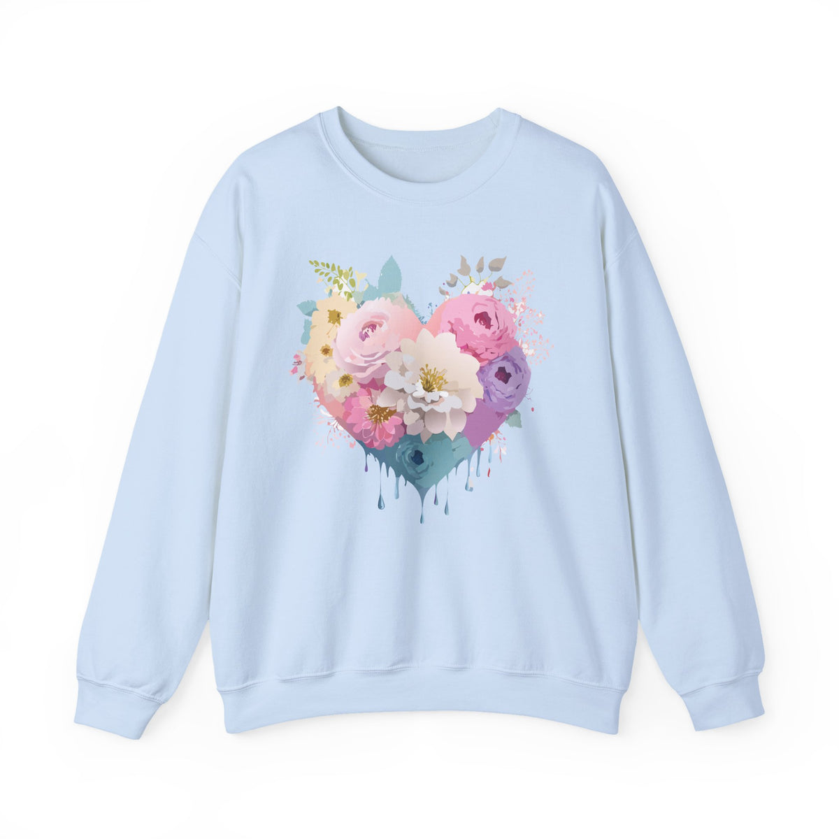 Floral Heart Love Graphic Valentine's Day Sweatshirt Unisex 50/50 Cotton-Poly Sweatshirt w25