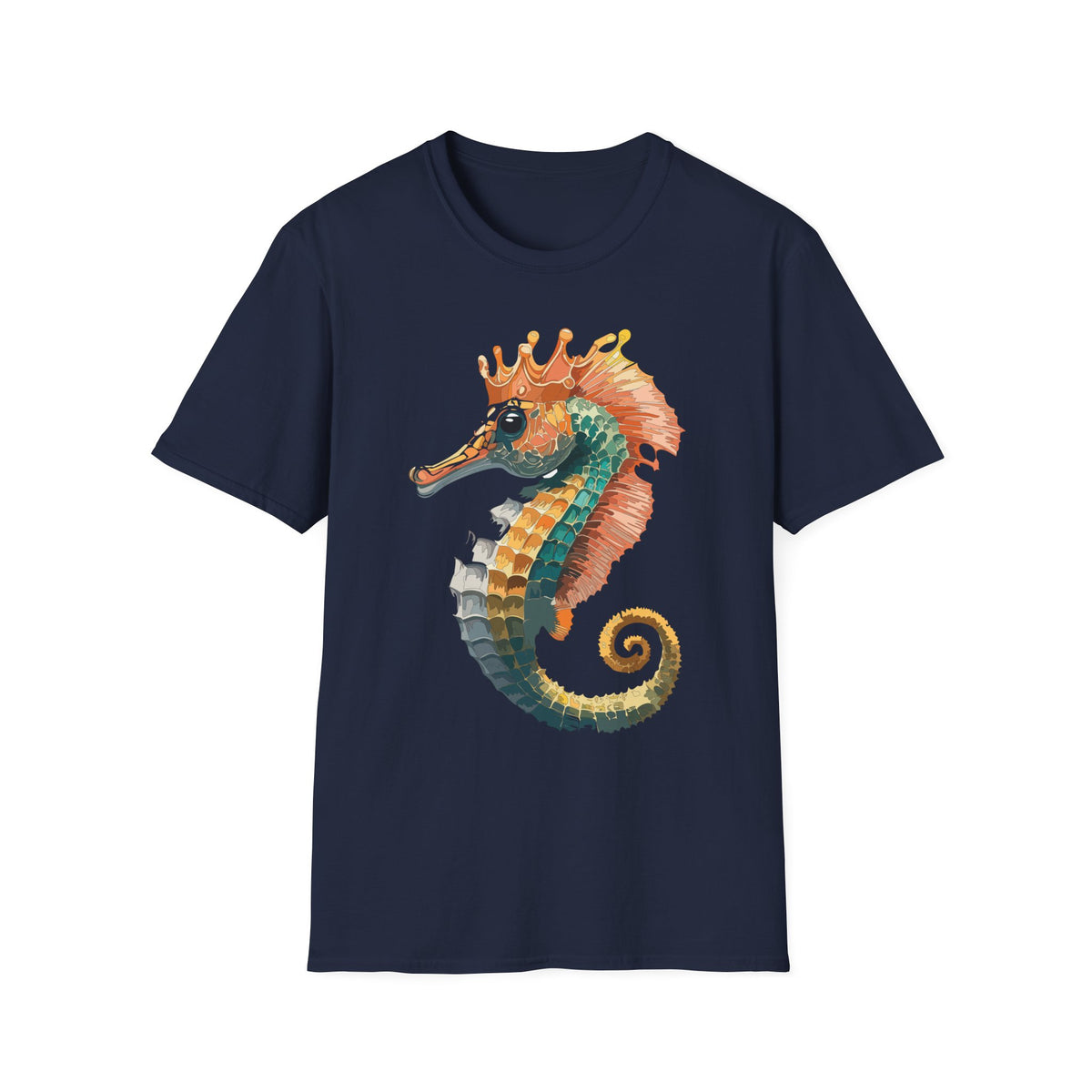 Watercolor Seahorse Crown T-Shirt | Colorful Ocean Art