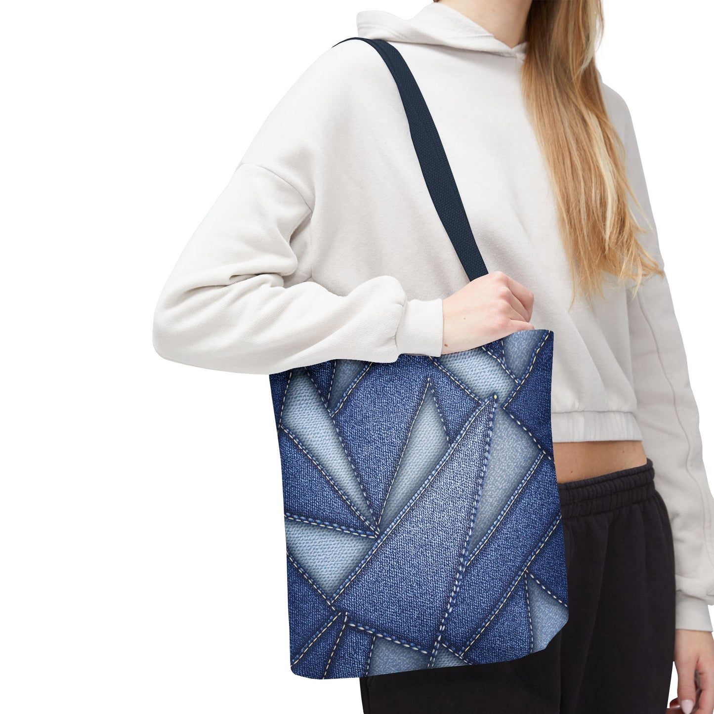 Denim Fabric Imitation Print Unisex Canvas Bag Poly Spun 3 Sizes Tote Bag 111