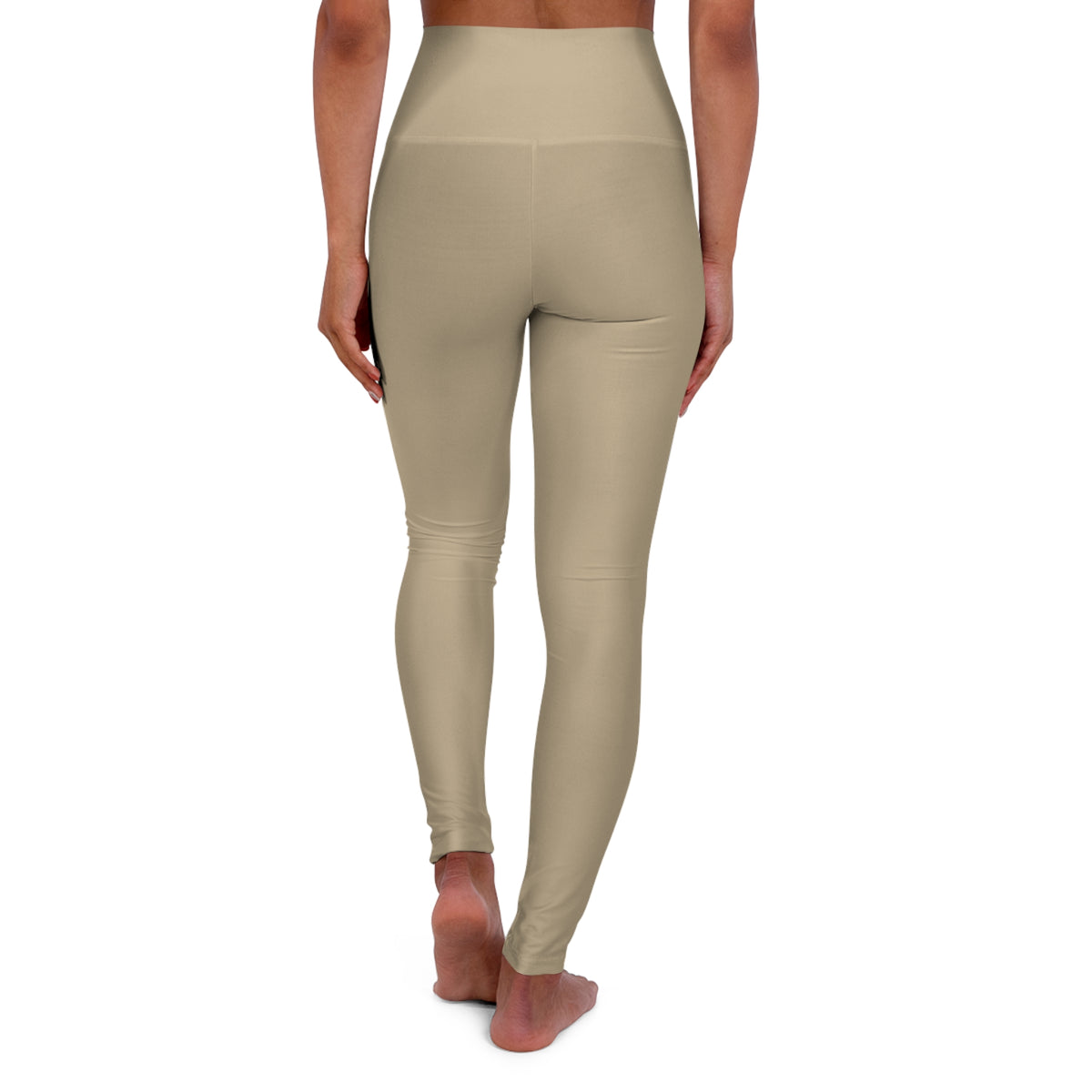 Khaki Beige Color High-Waist Yoga Leggings Women's Seamless Poly-Span Stretchy Pants XS-2XL