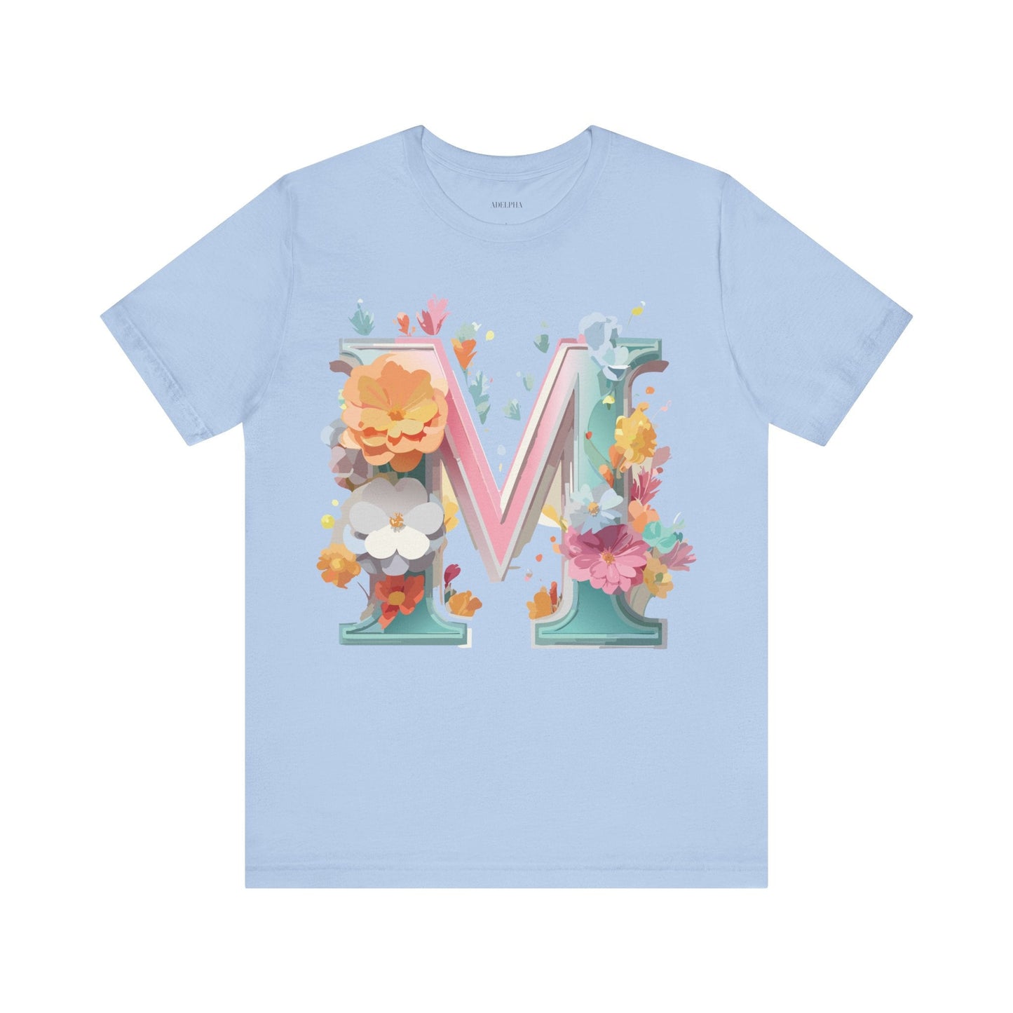 Letter M Graphic Tee Unisex Short Sleeve Shirt By Adelpha Vintage Artwork Design