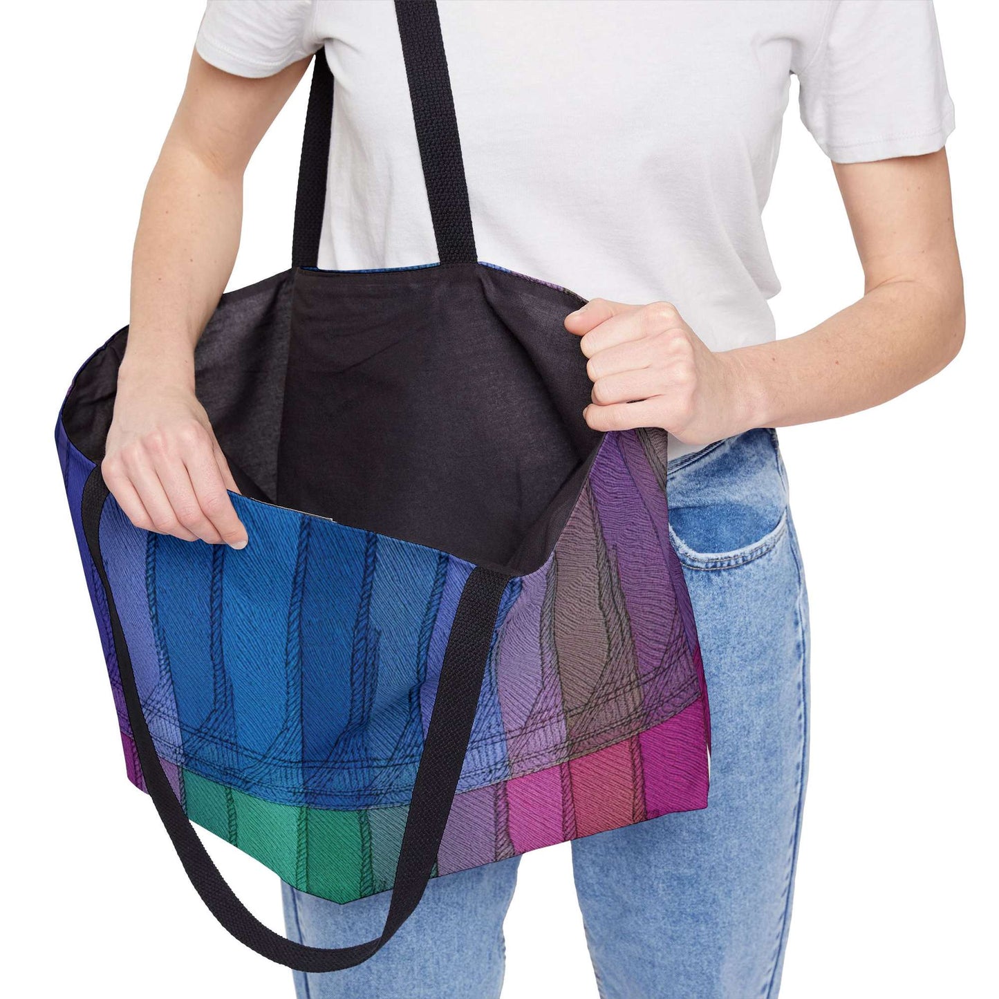 Denim Color Imitation Print Unisex  Yoga Bag  Spun Polyester 24x13 Canvas Gym Bag 13