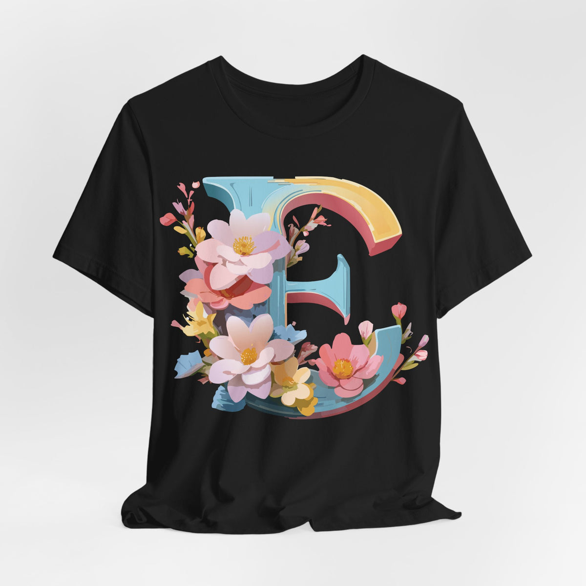 Letter E Graphic Unisex Cotton Bella+Canvas Tee with Art Letter Design