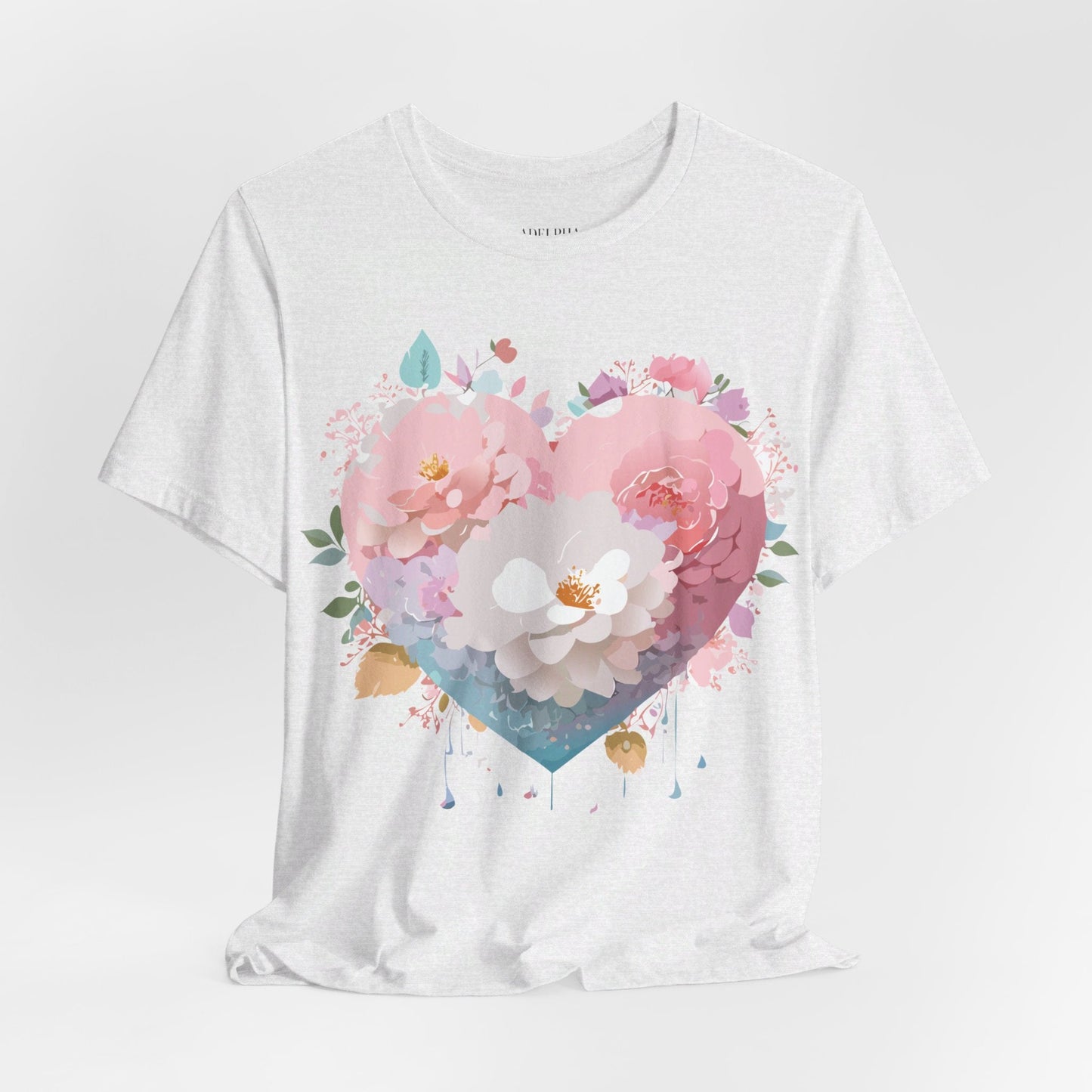 Valentine Day Graphic Unisex 100 Cotton Vintage Artwork with Love and Flower Design Tee 35