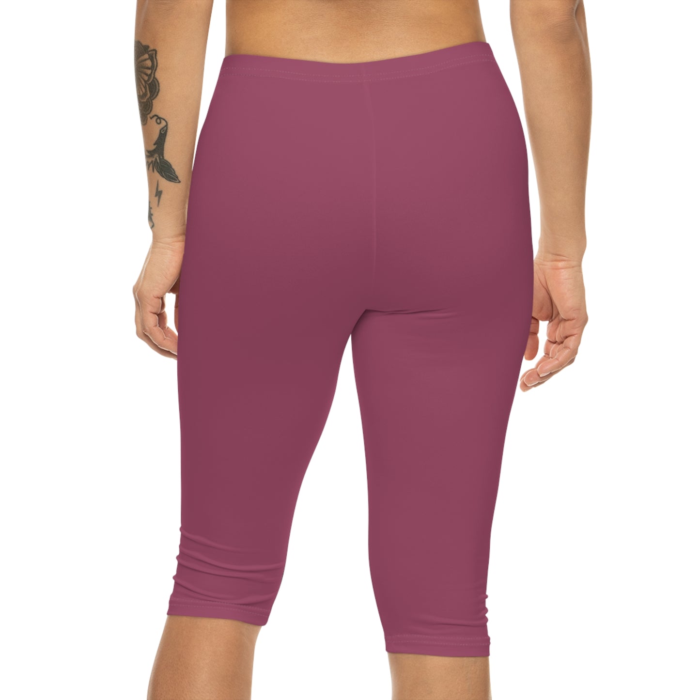 Rosewood Color Women's Brushed Suede Poly Span Casual Capri Leggings XS-2XL