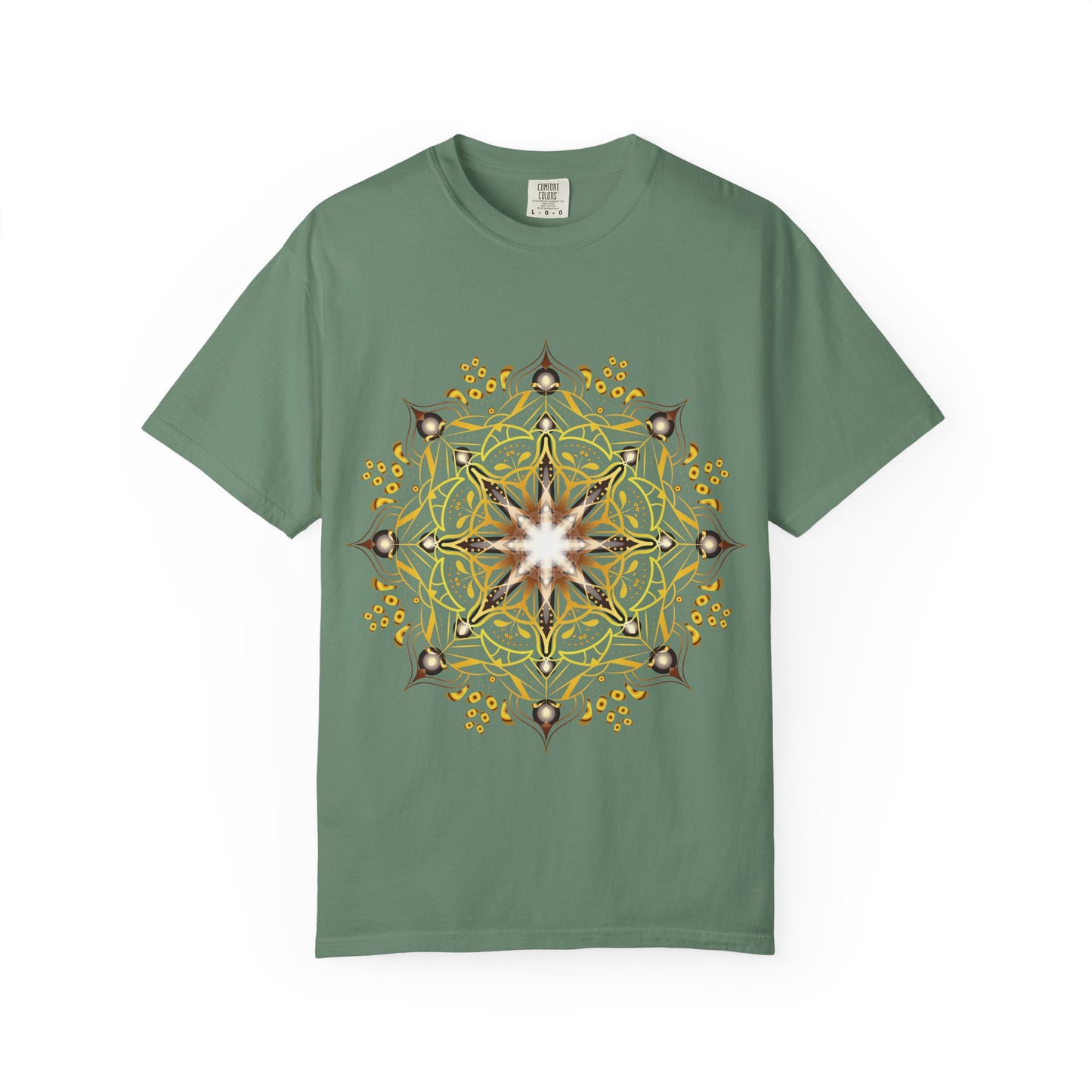 Unisex Garment Dyed Cotton T-Shirt with Mandala Graphic Design